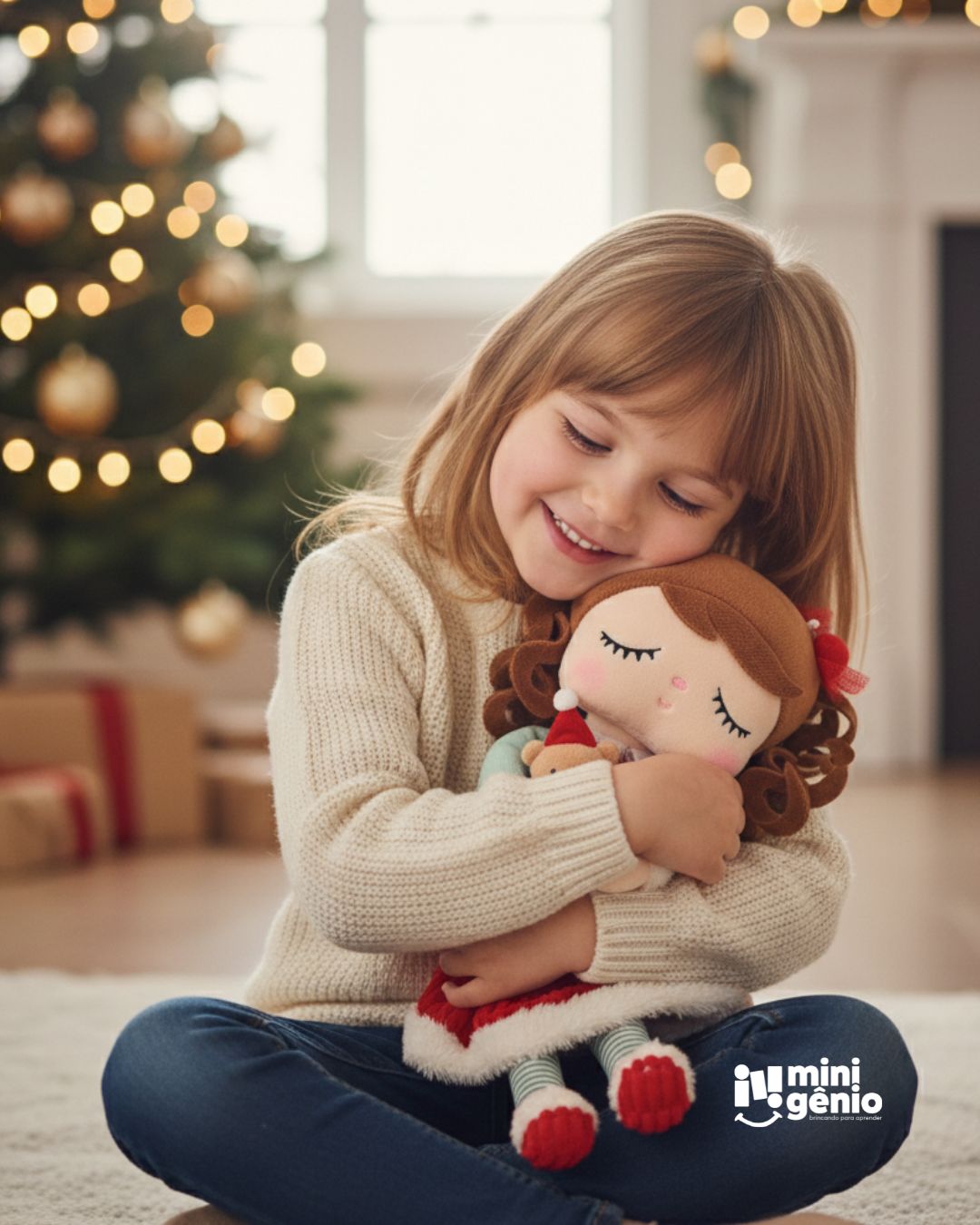 Boneca de Pano Infantil Nina - Edição Especial de Natal