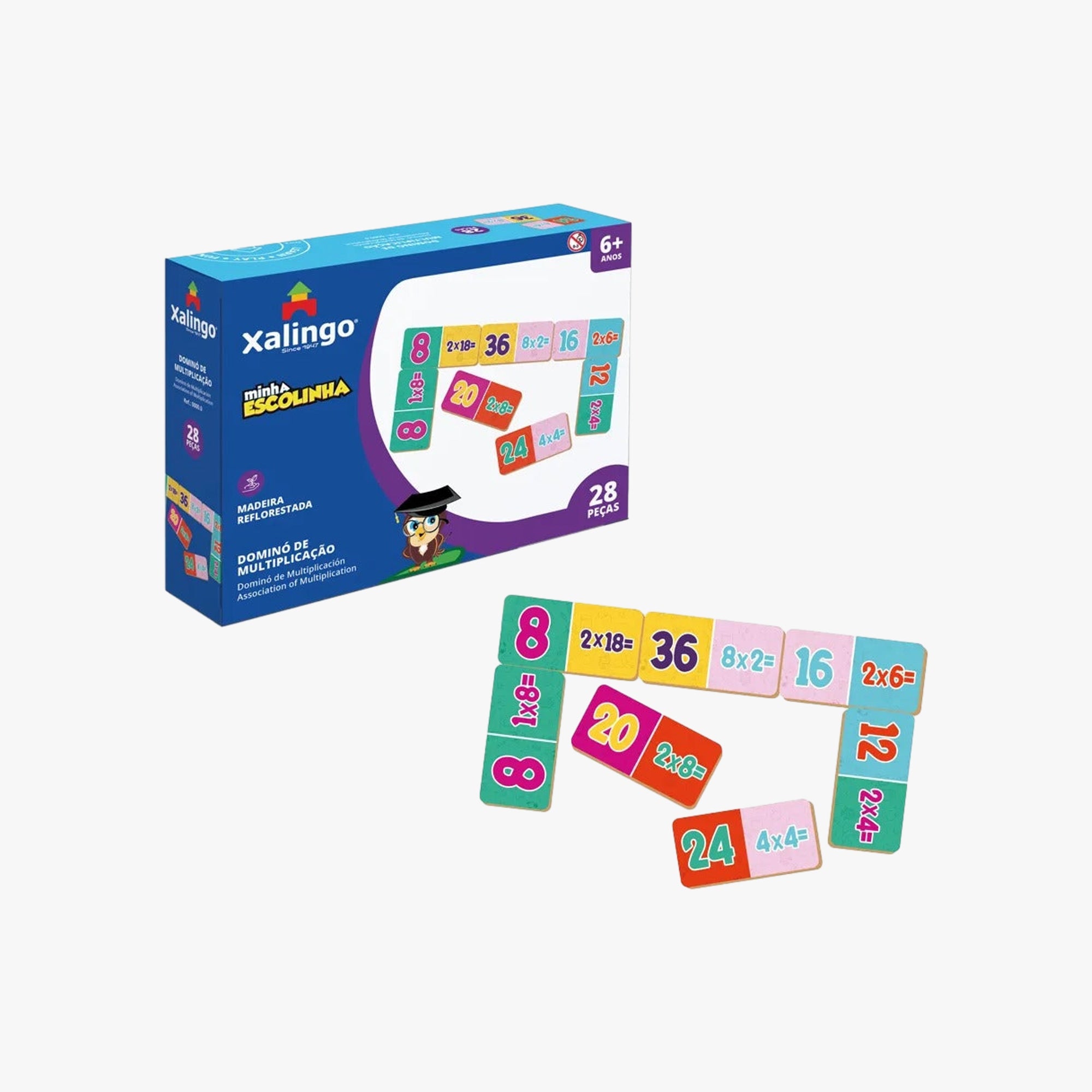 Jogo Dominó Multiplicação Minha Escolinha 28 Peças