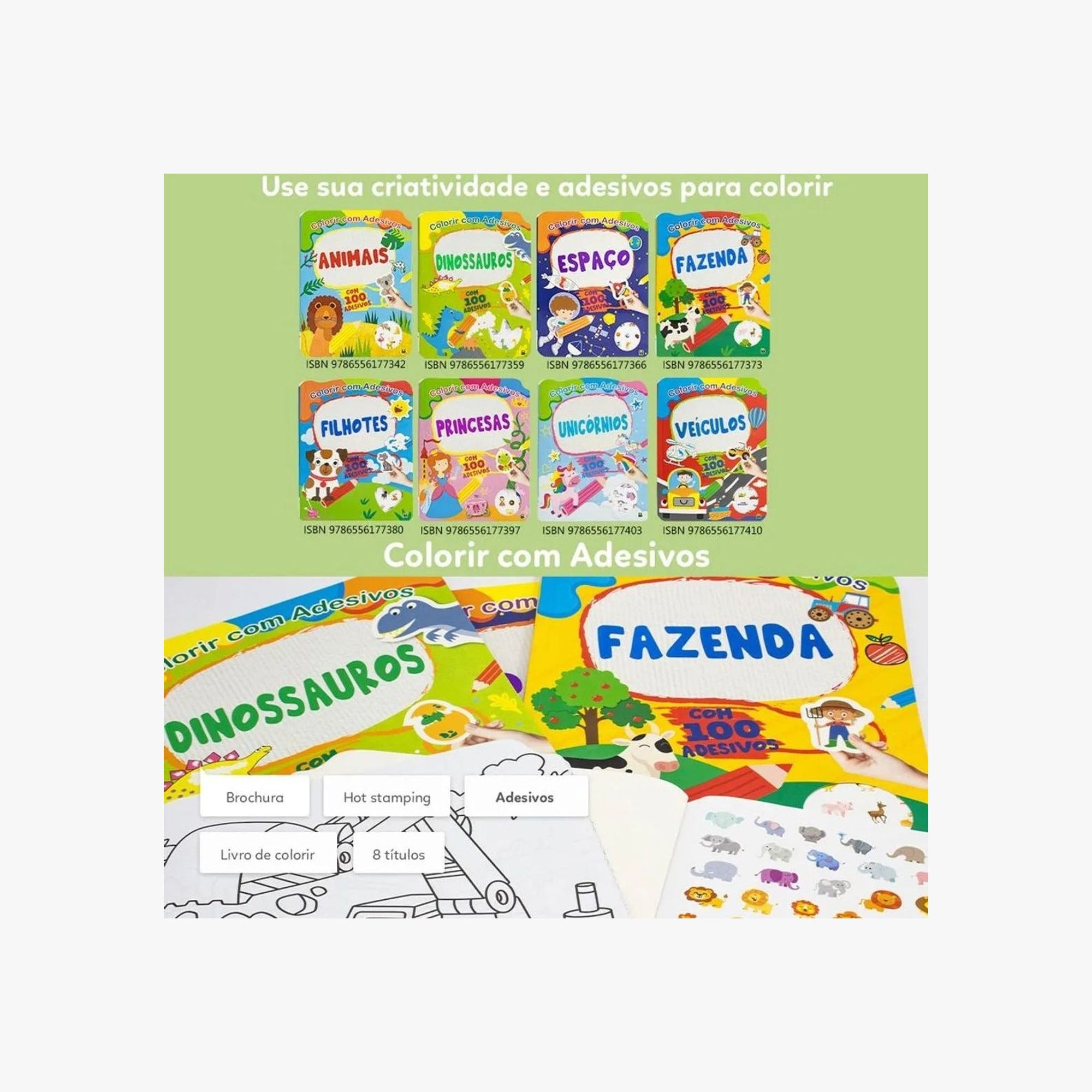 Livro Colorir com Adesivos: Dinossauros
