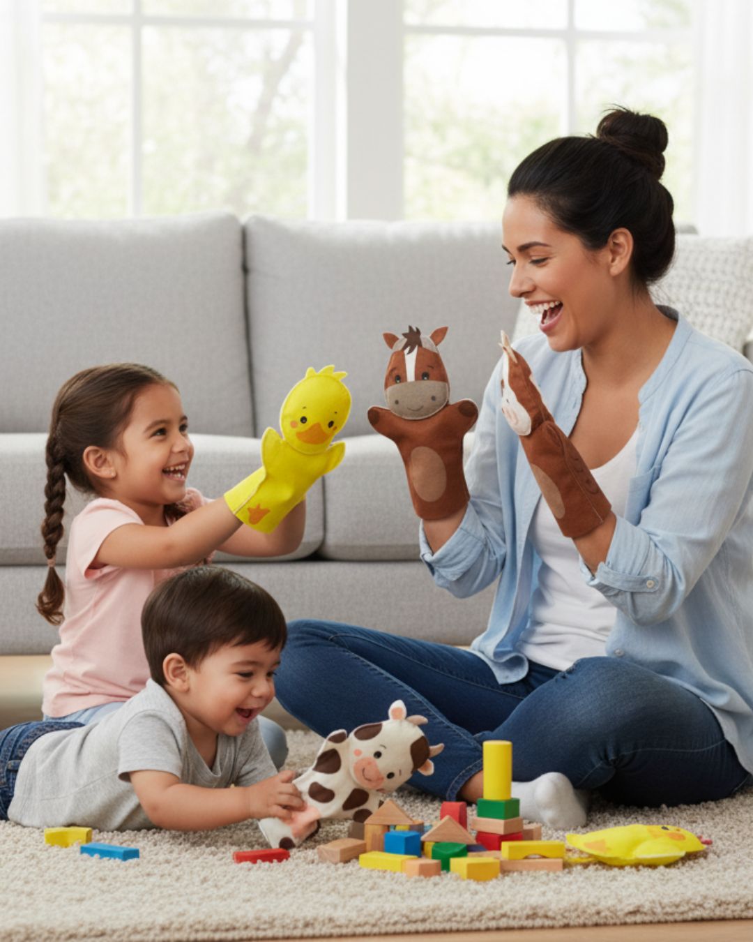 Kit Fantoche Fazendinha - Brinquedo Educativo Infantil