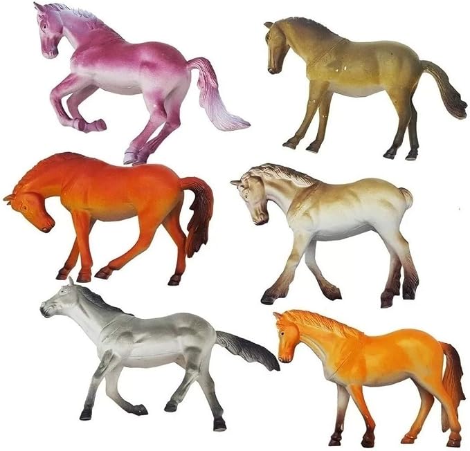 Brinquedo Cavalos Selvagens de Borracha Kit com 6
