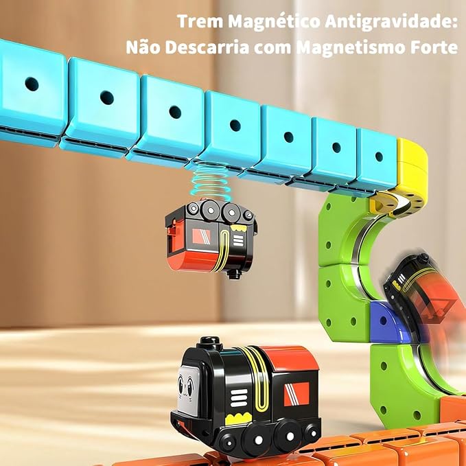 Blocos de Montar Pista de Trem Magnético 62 Peças