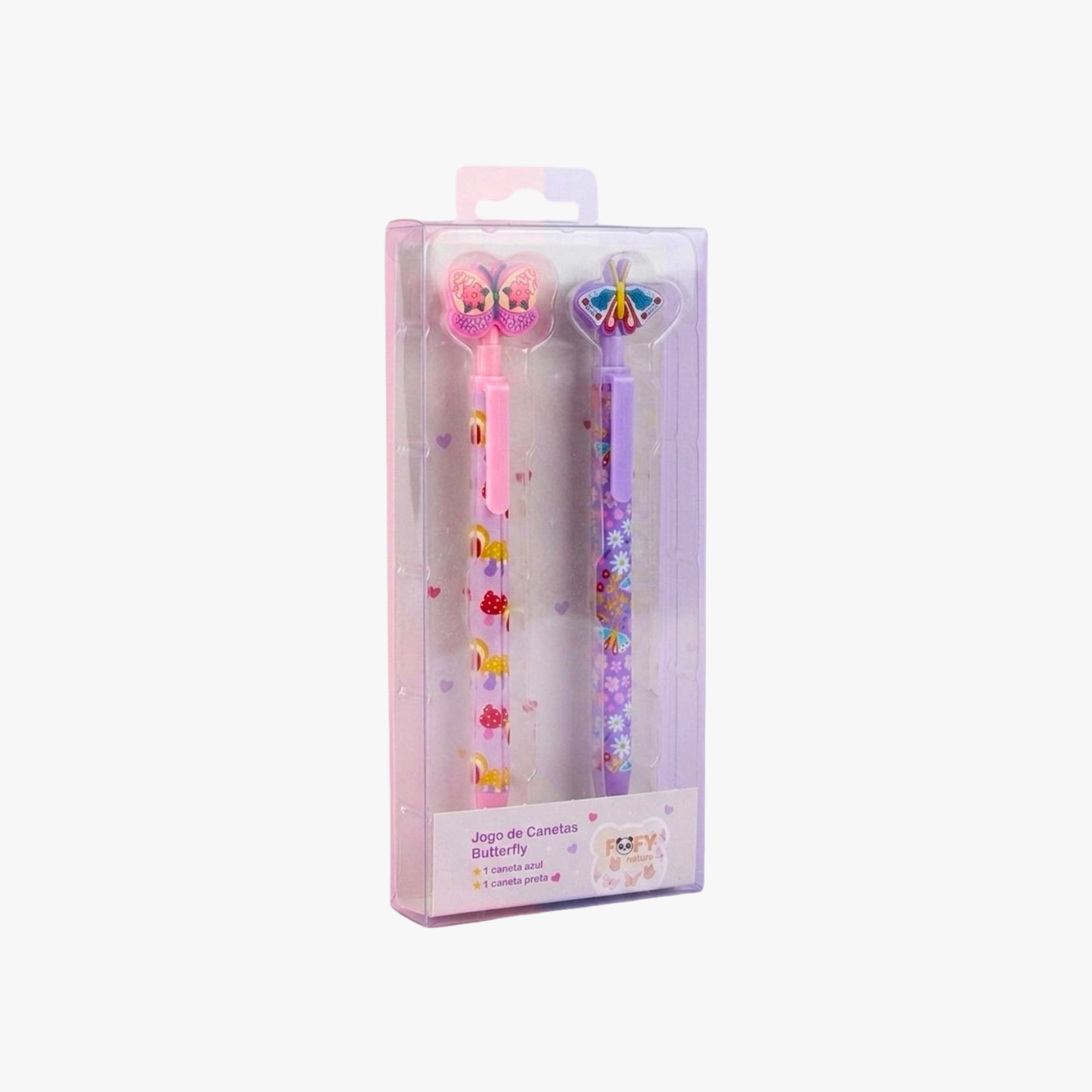 Kit com 2 canetas borboleta Fofy