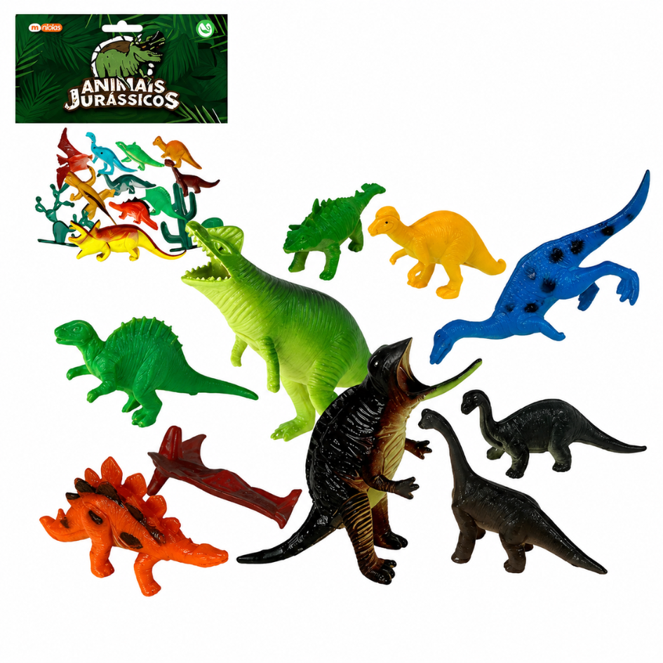 Kit Animais Jurássicos Dinossauros 12 Peças