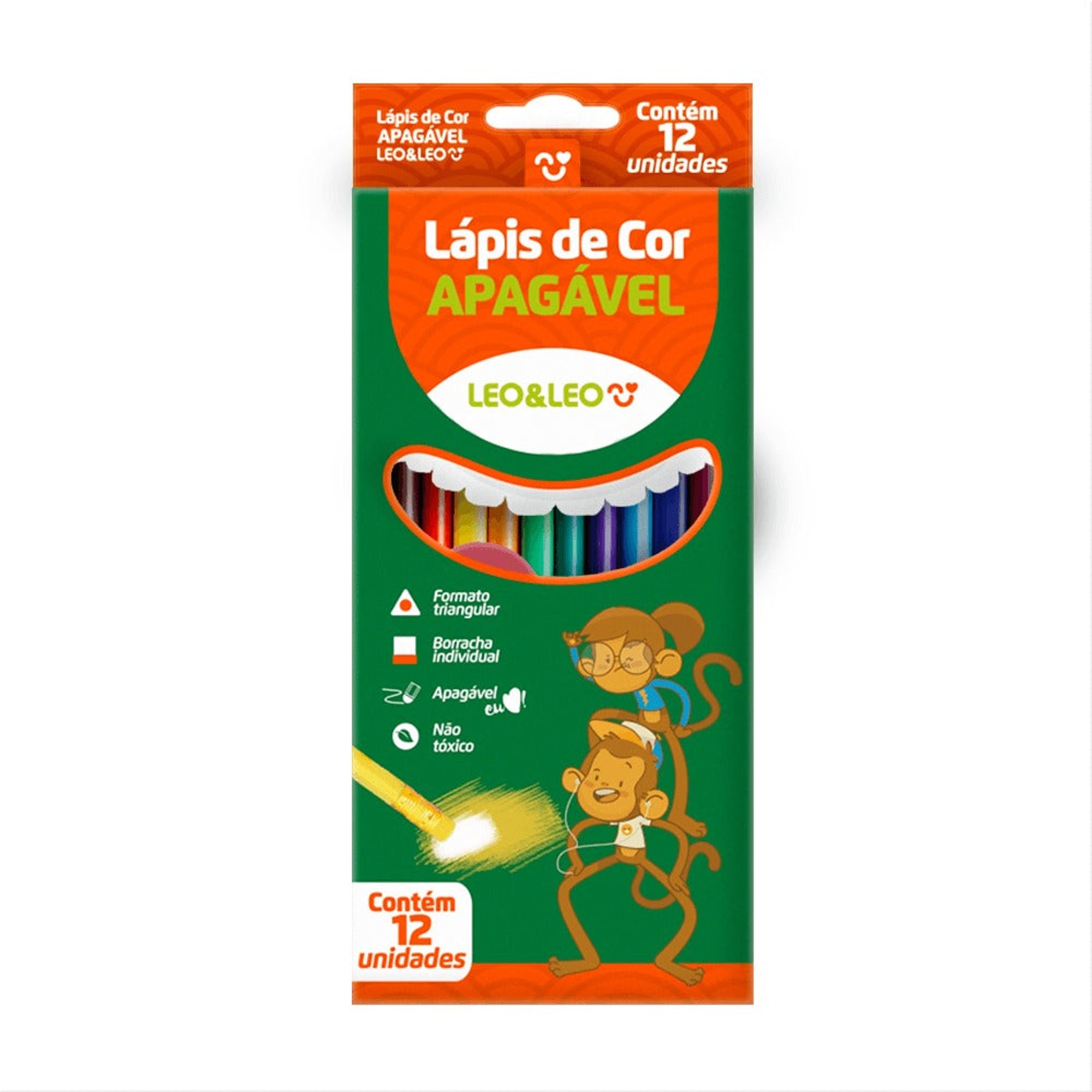 Lápis de Cor Infantil 12 Cores Apagavel