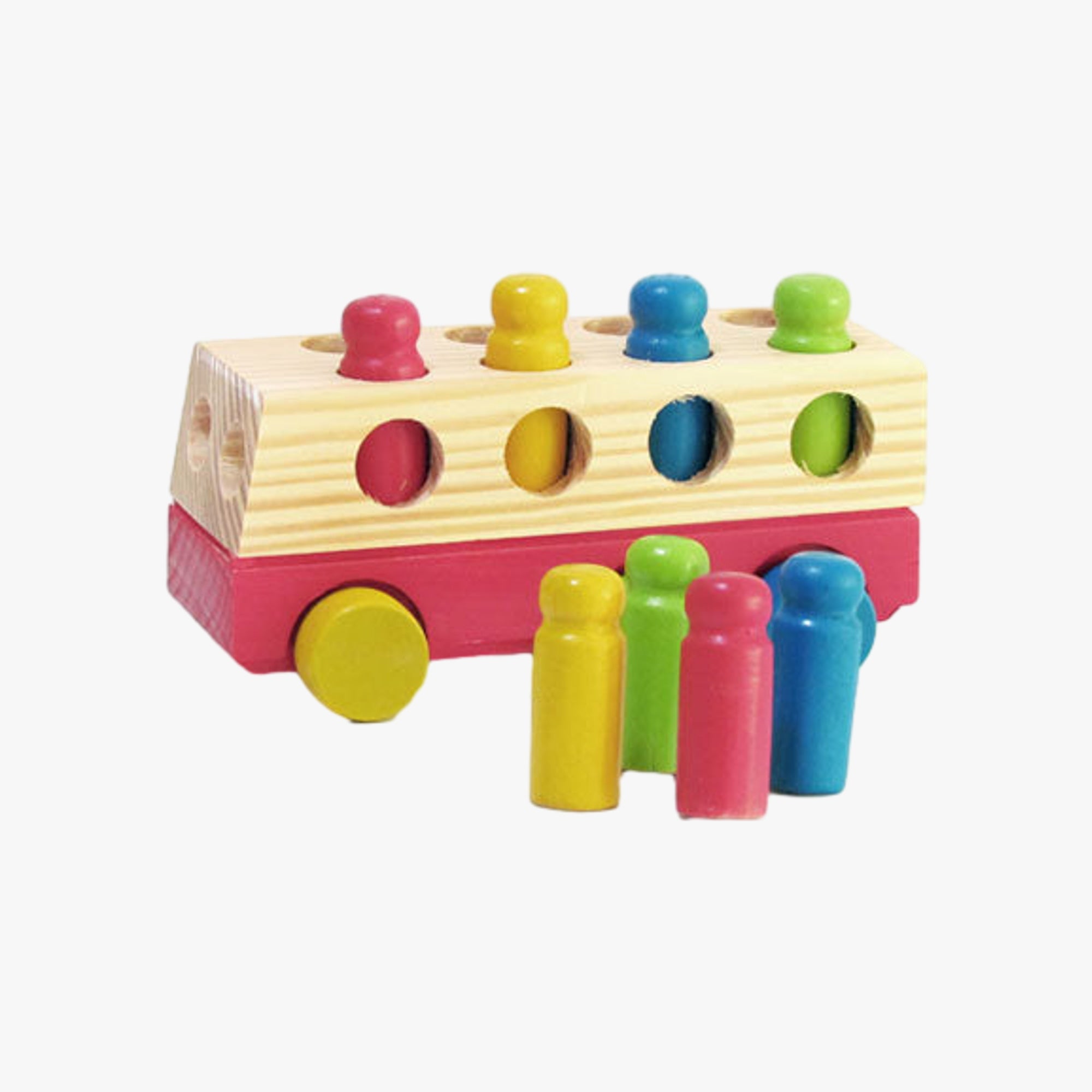 Ônibus Com Pinos em Madeira Wood Toys