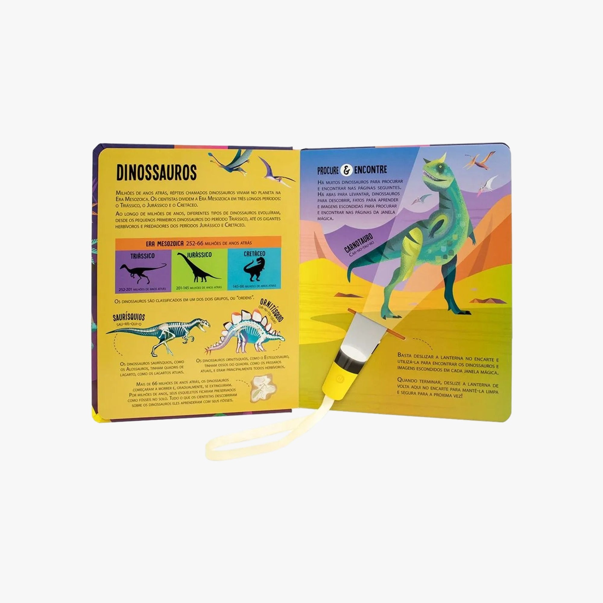 Livro com Lanterna Procure e Encontre Dinossauros
