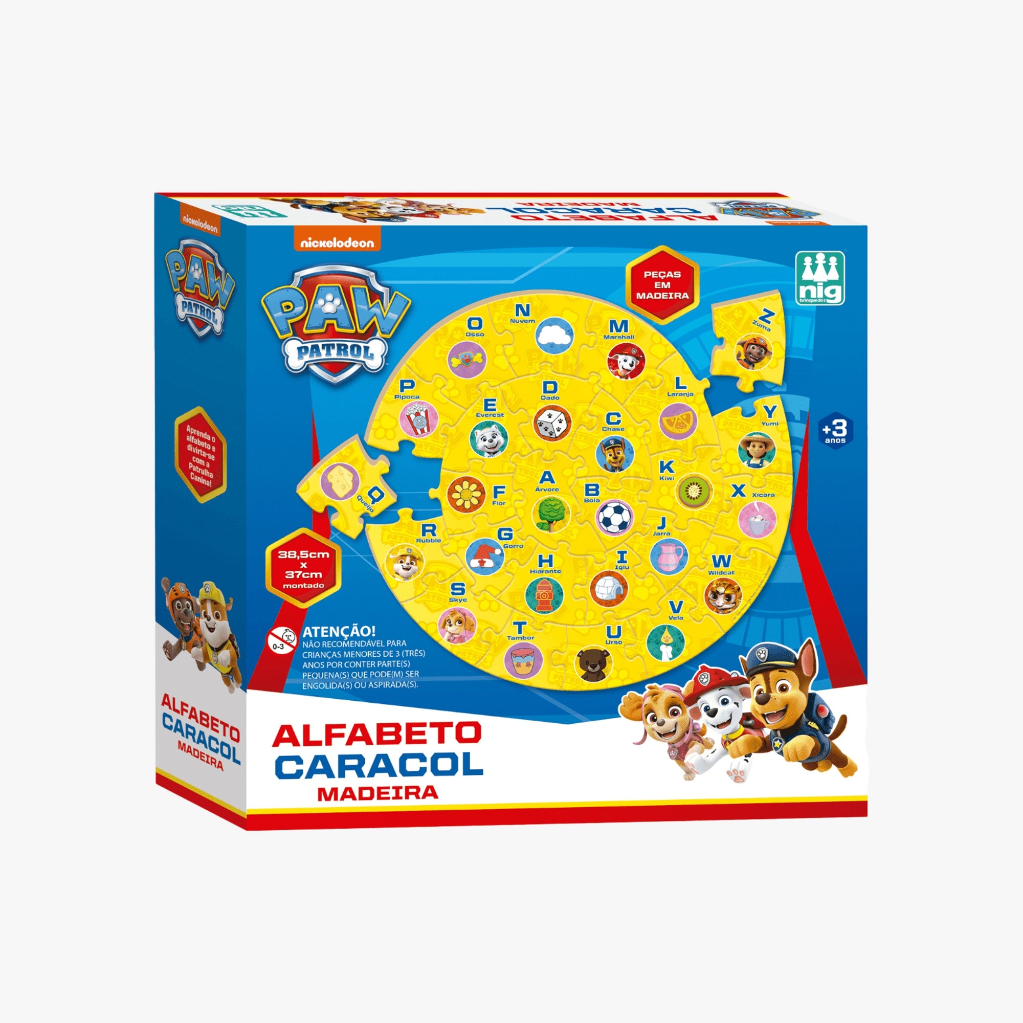 Quebra-Cabeça Caracol Alfabeto Patrulha Canina