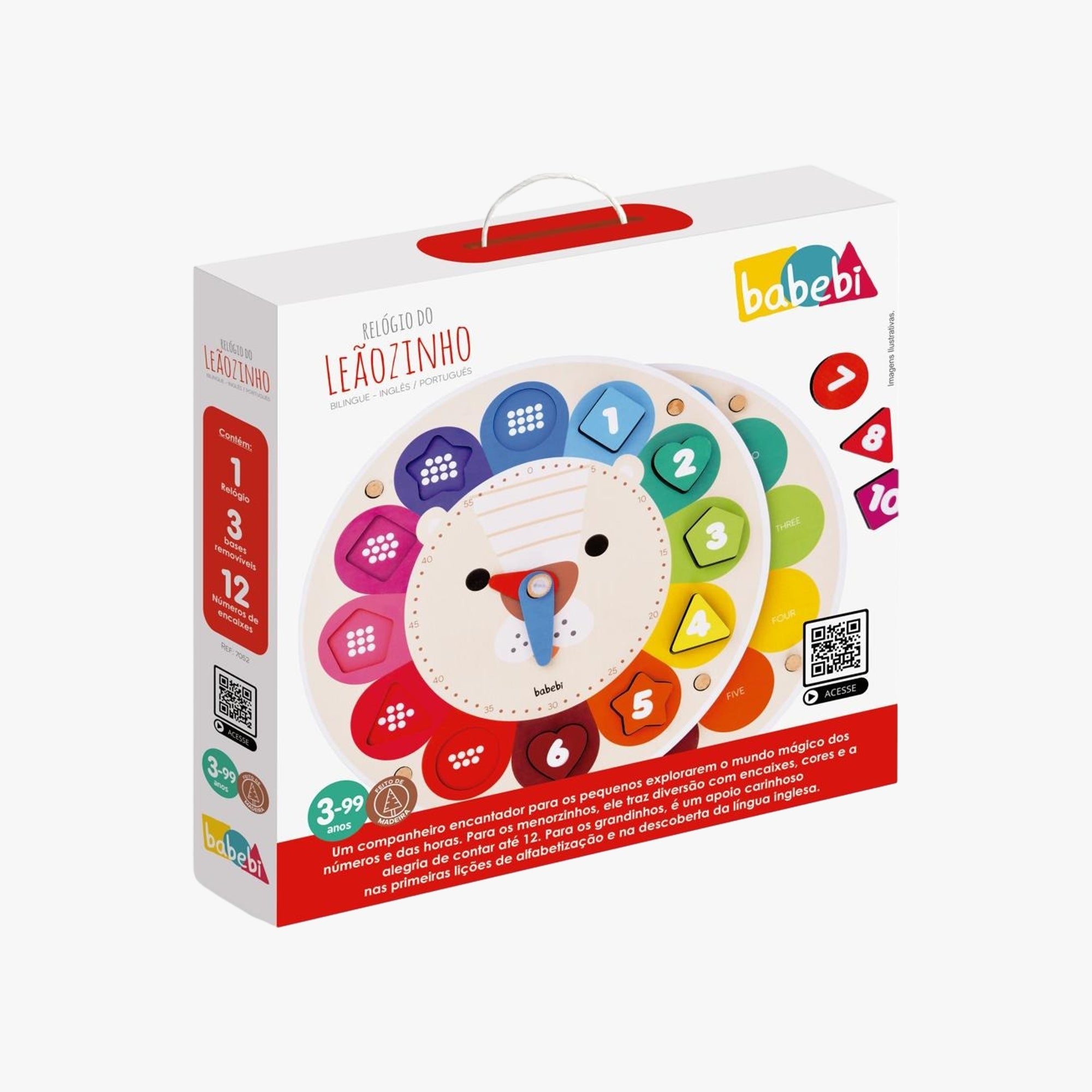 Brinquedo Pedagógico Relógio do Leãozinho Bilingue