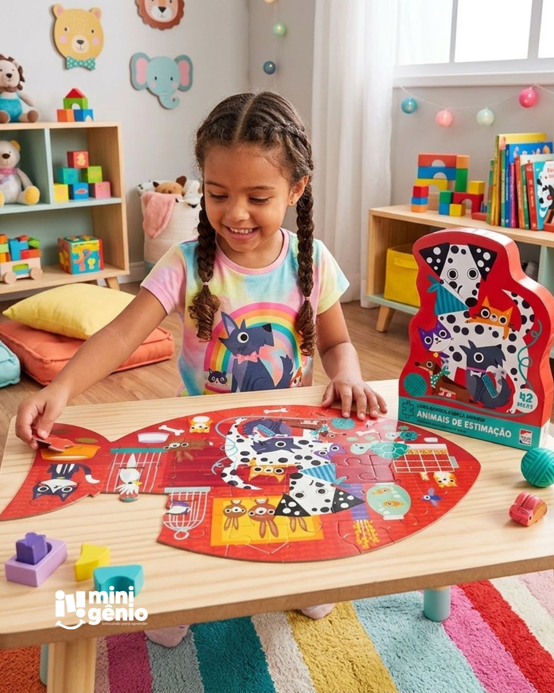 Kit Infantil Livro + Quebra-Cabeça Animais de Estimação
