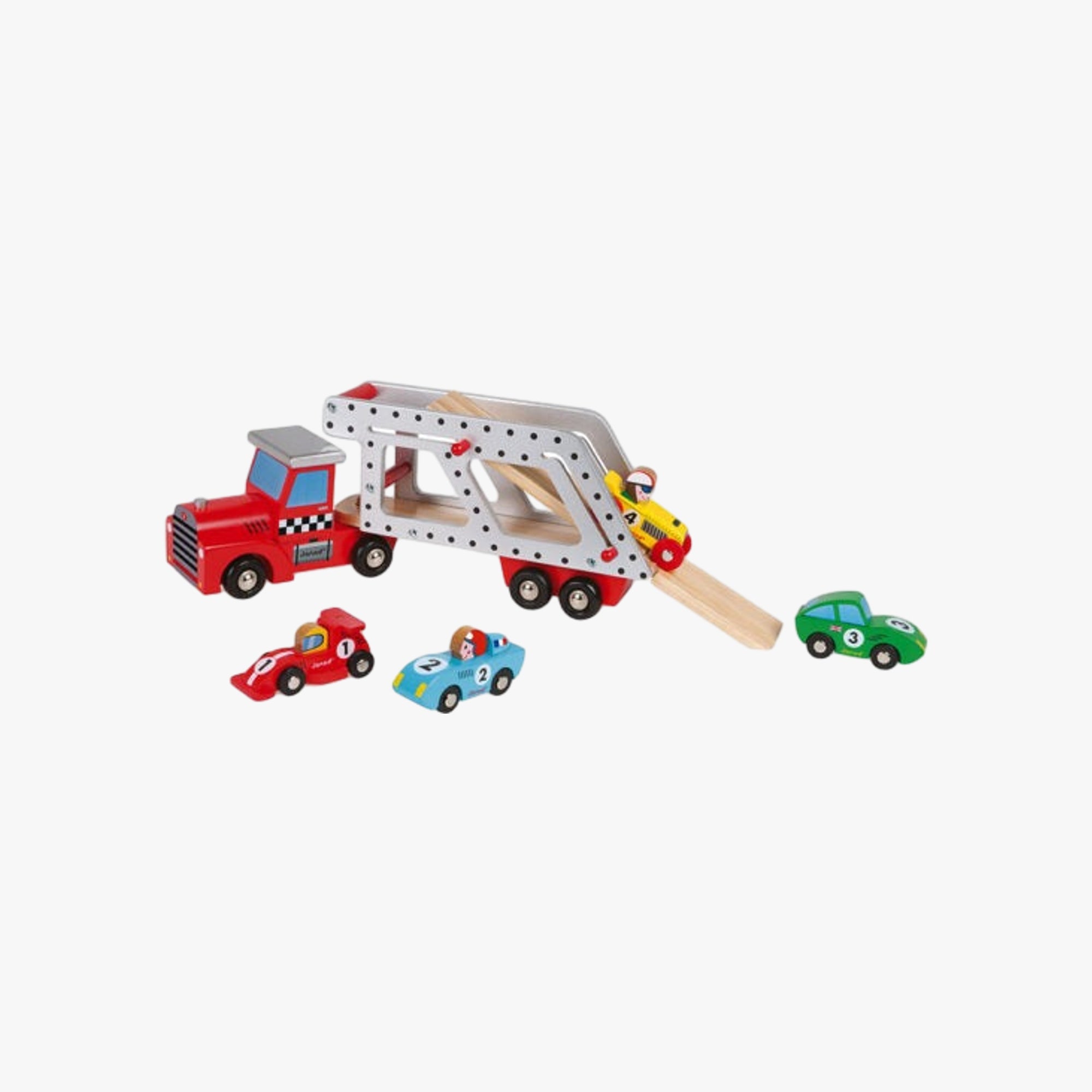 Carrinho Infantil com 4 Carrinhos Speed Racer Janod