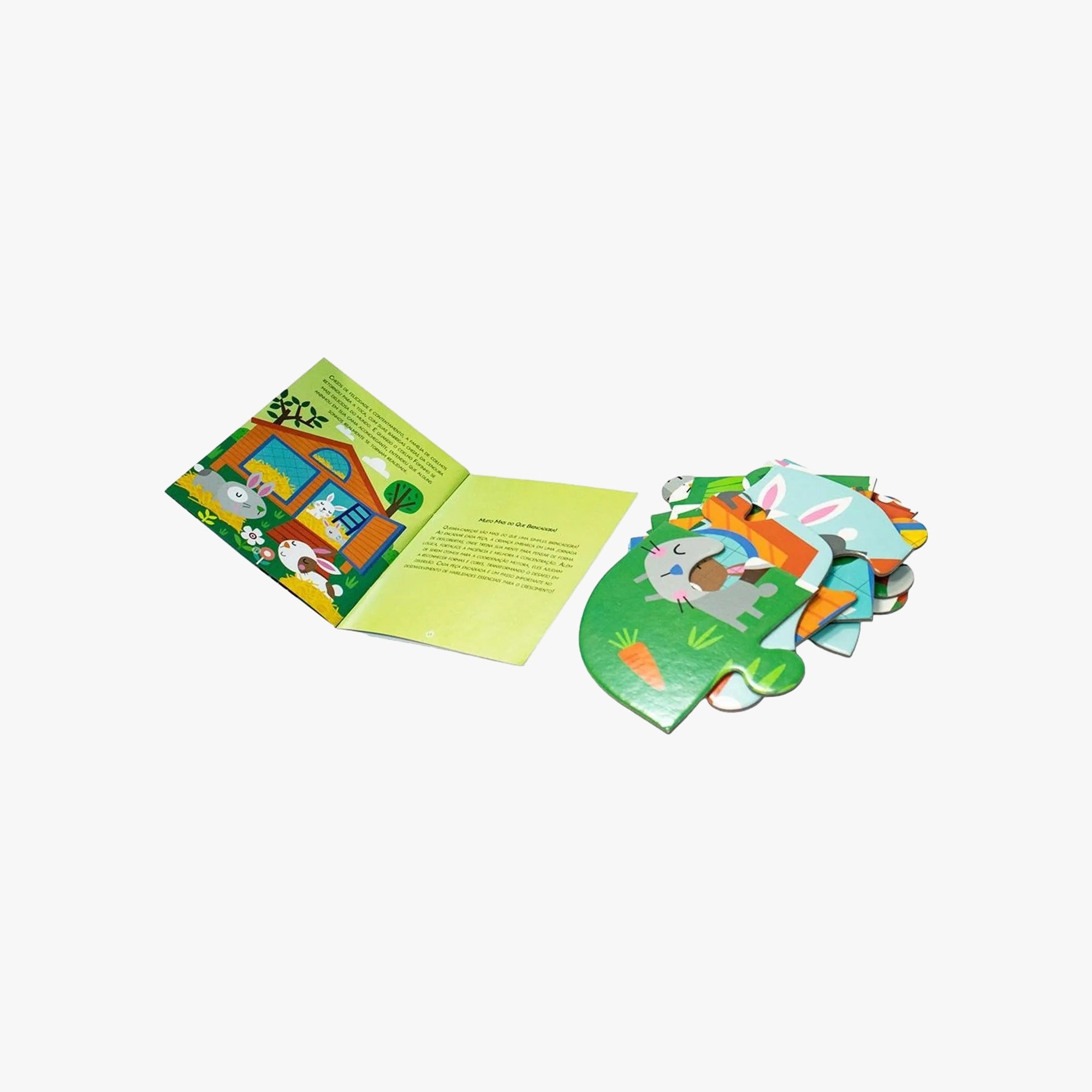 Kit Infantil Livro + Quebra-Cabeça Casa do Coelho