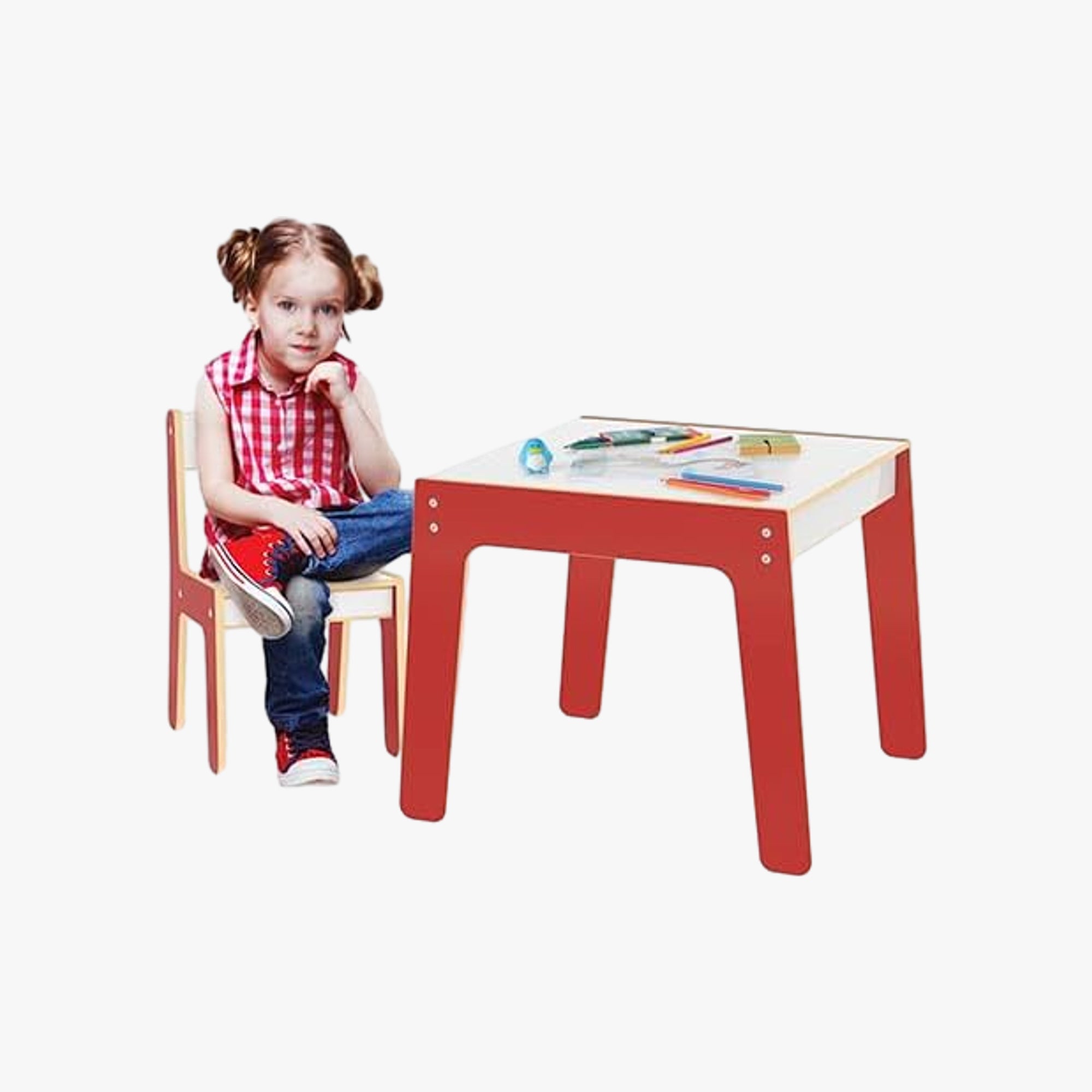 Conjunto Infantil Mesinha com Cadeira Vermelha
