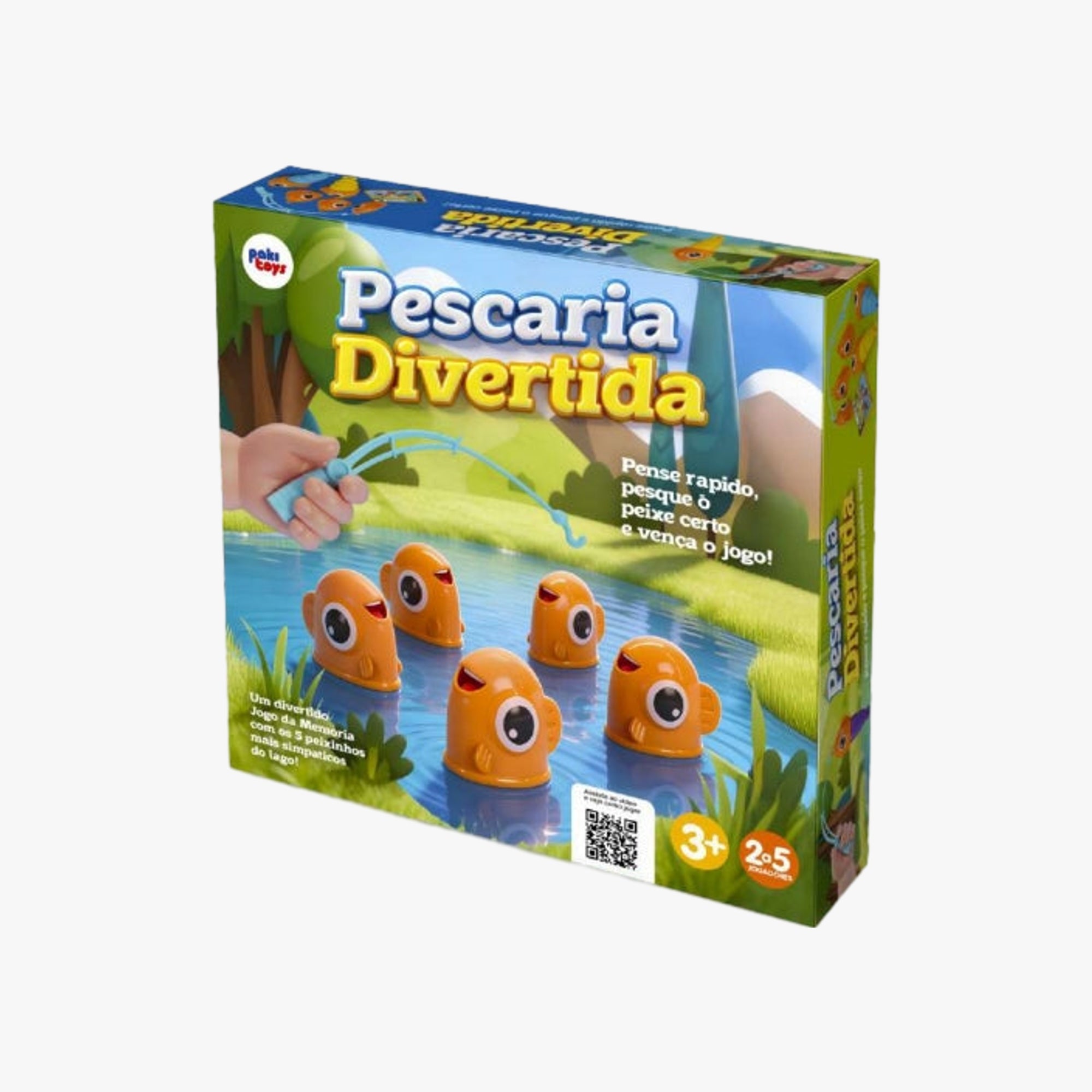 Jogo de pescaria infantil com peixinhos coloridos e varetas magnéticas sobre fundo azul