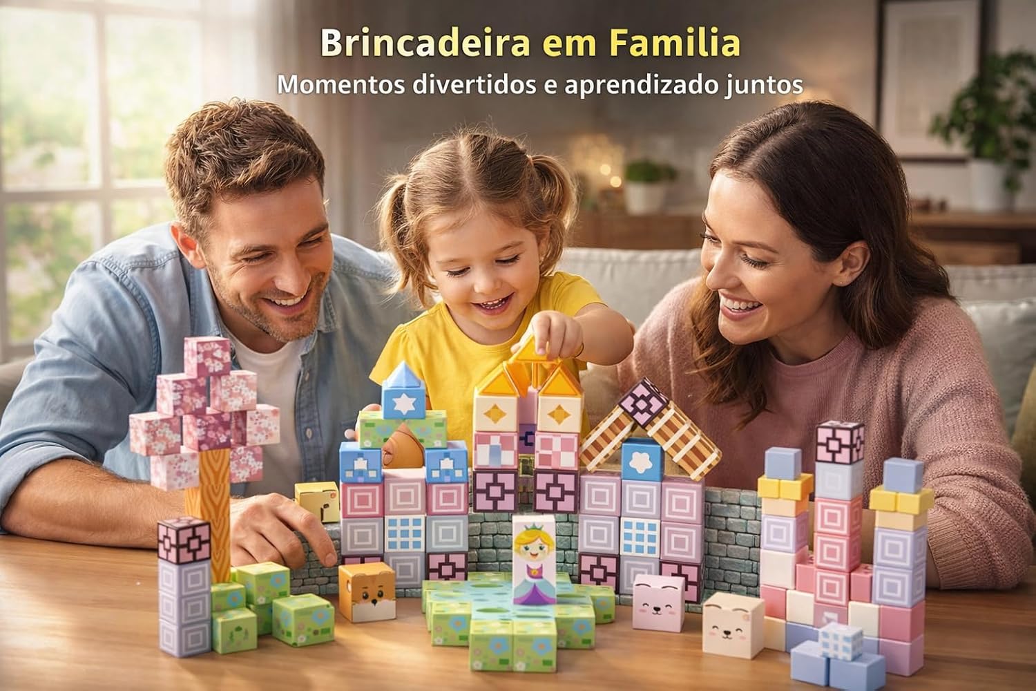 Blocos Magnéticos de Construção Infantil Criatividade com Ímãs
