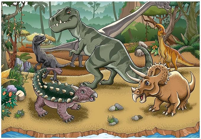 Quebra-Cabeças Progressivo Dinossauros Céu, Terra e Mar