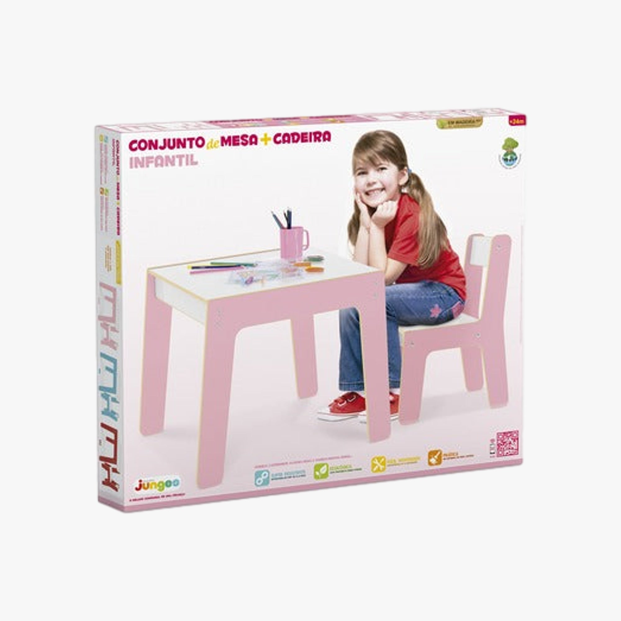 Conjunto Infantil Mesinha com Cadeira Rosa