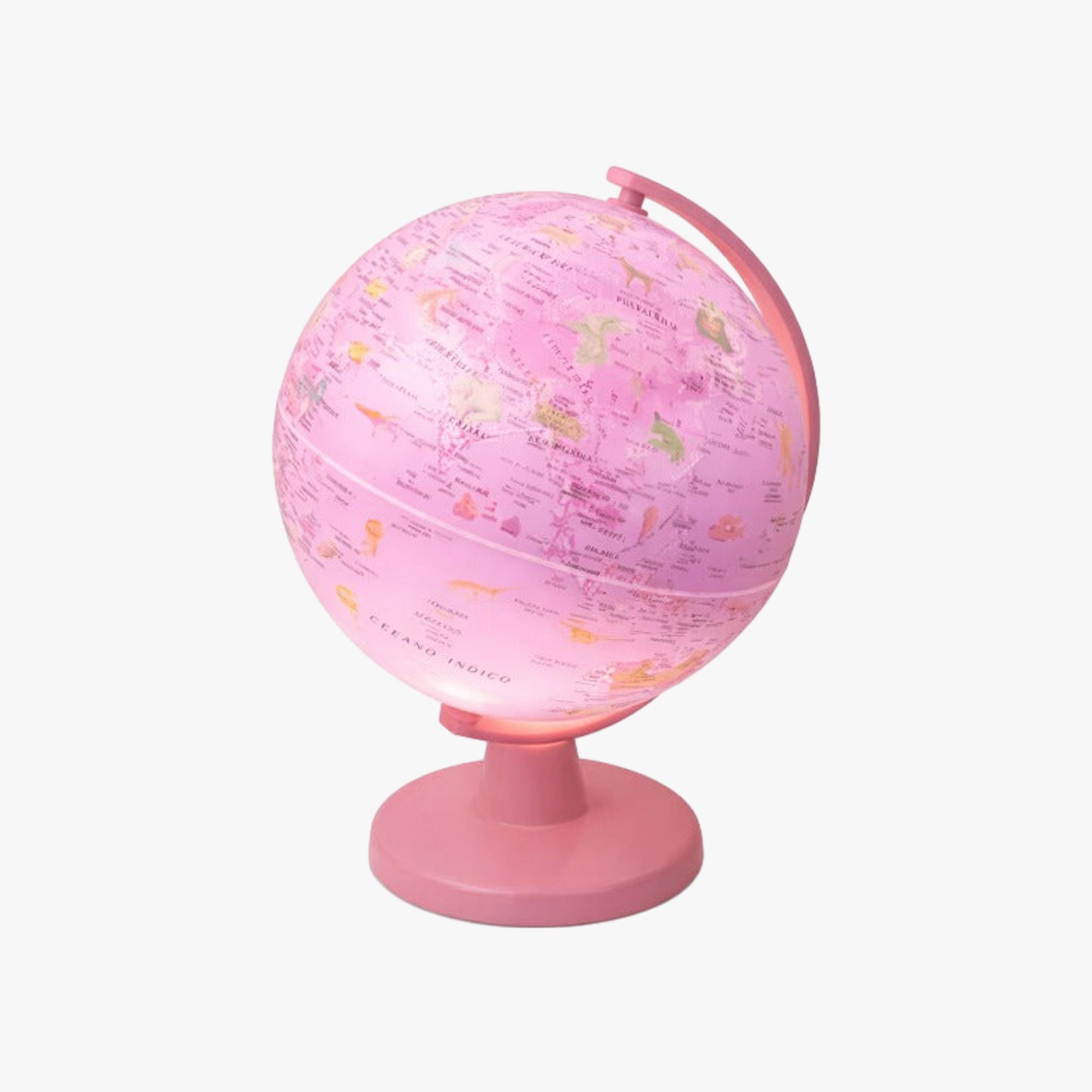 Mini Globo Terrestre Iluminado- Luce Pink Zoo 16cm