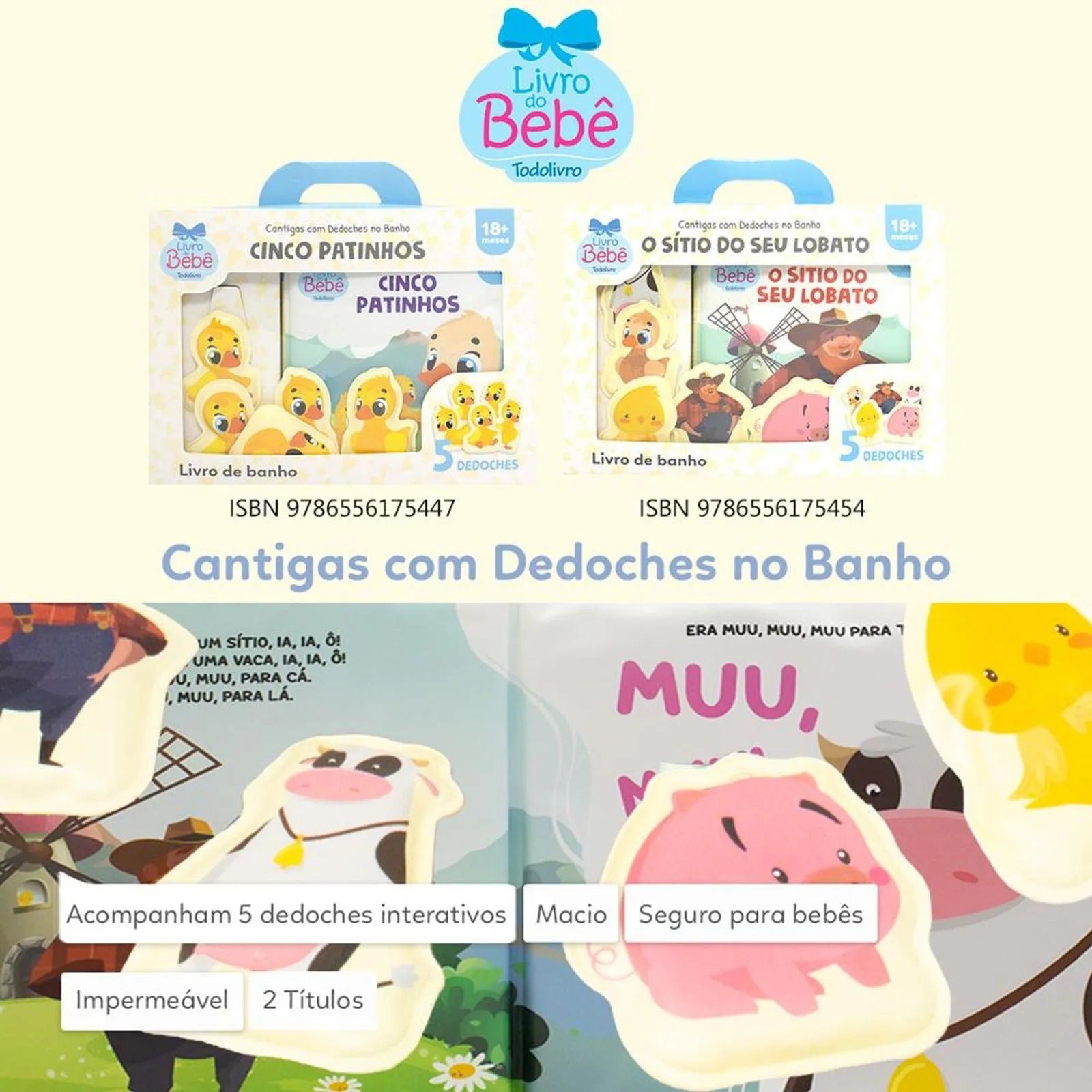 Livro Cantigas com Dedoches no Banho: Cinco Patinhos