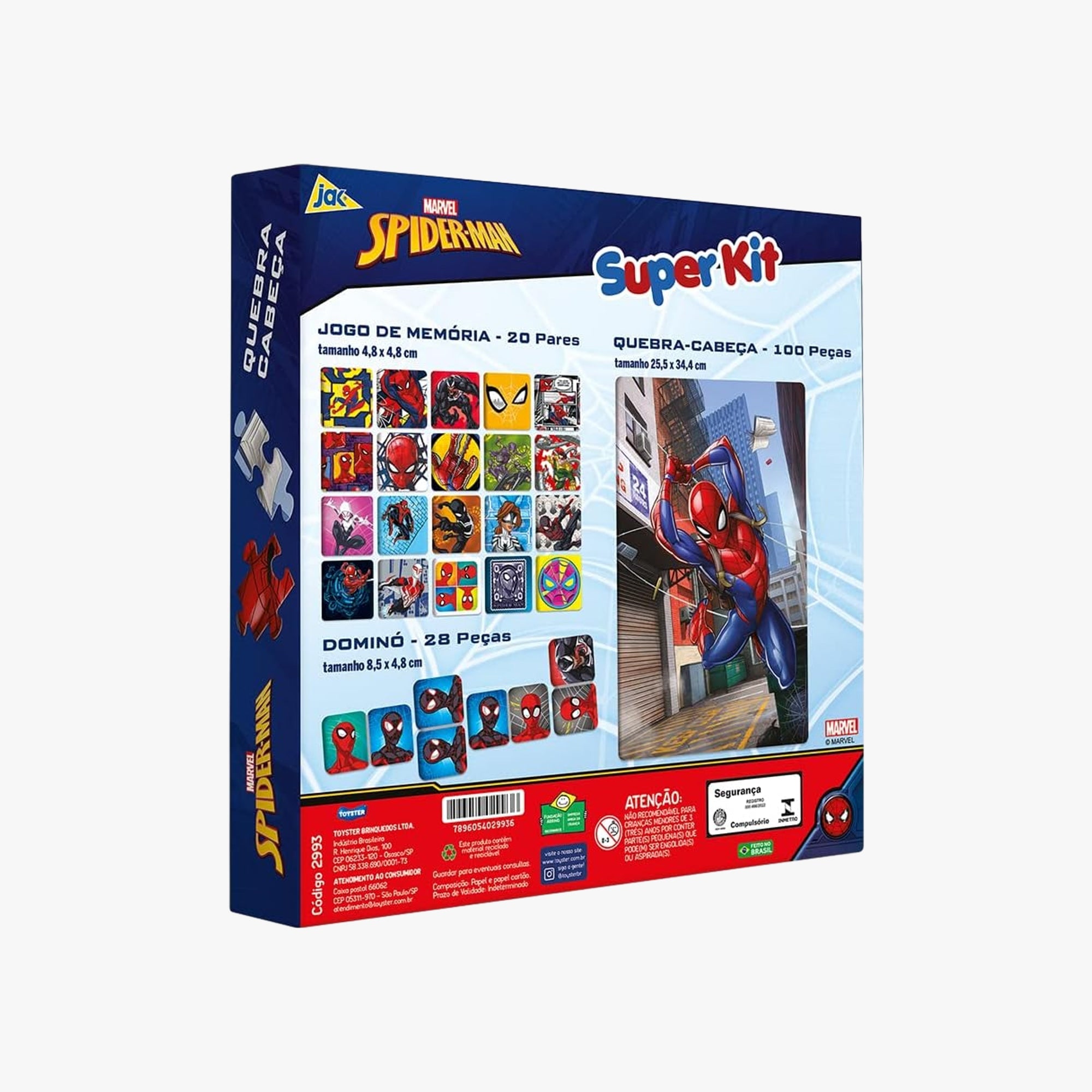 Mega Kit Infantil Homem-Aranha com 3 Jogos em 1