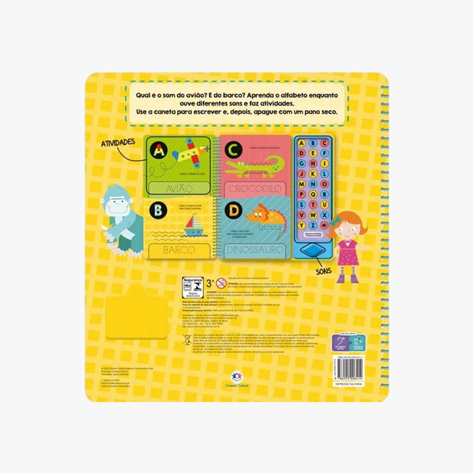 Livro Sonoro: Vamos aprender o ABC Escreva e apague