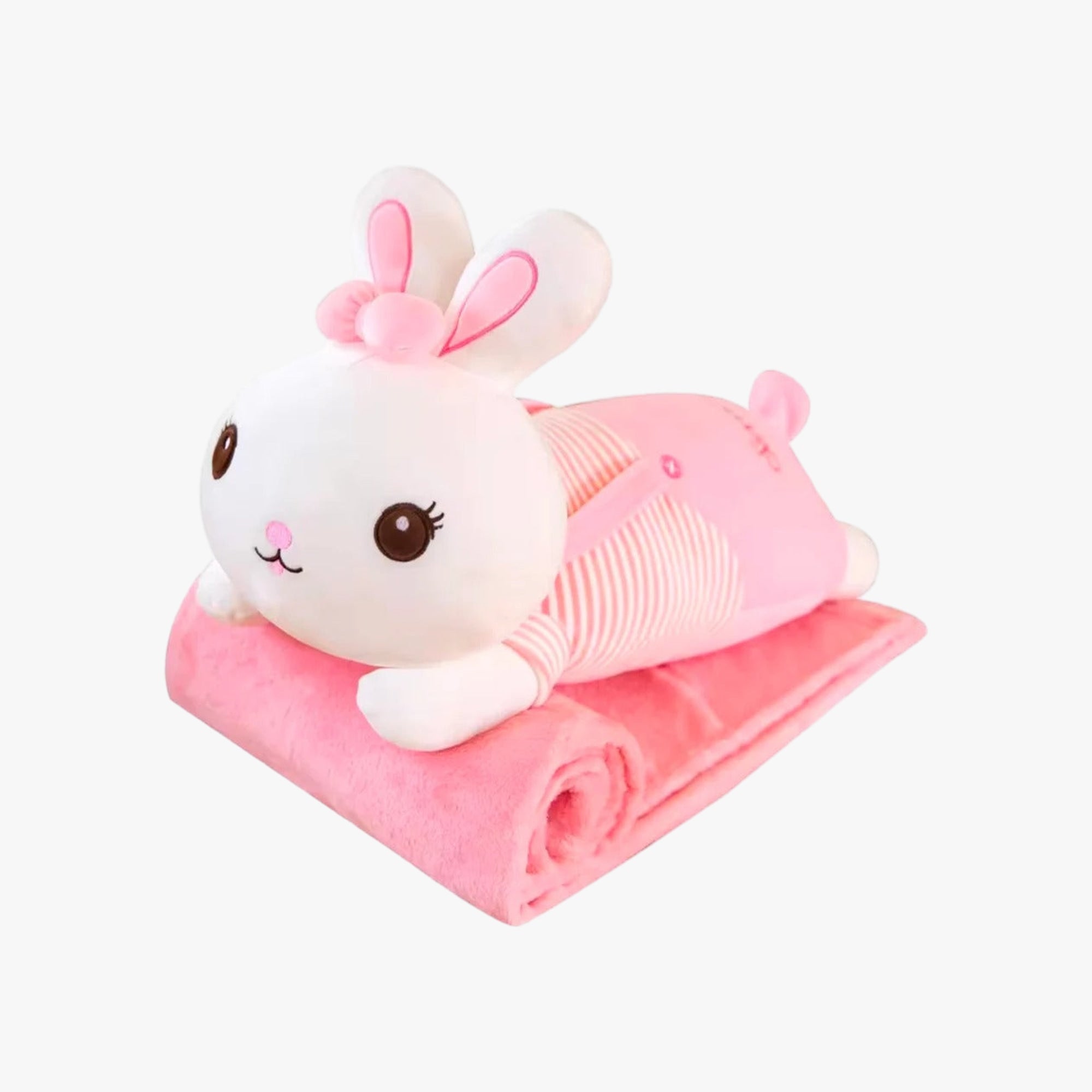 Pelúcia com Mantinha 2 em 1- Coelho Rosa