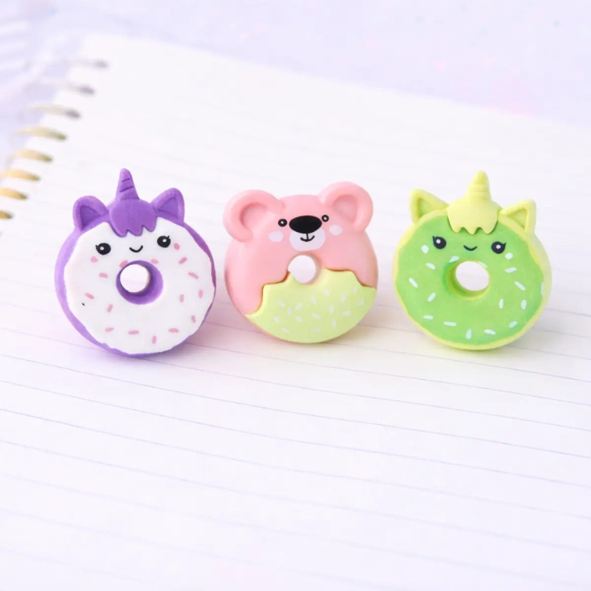 Kit 4 Borrachas Donut Fofinhas