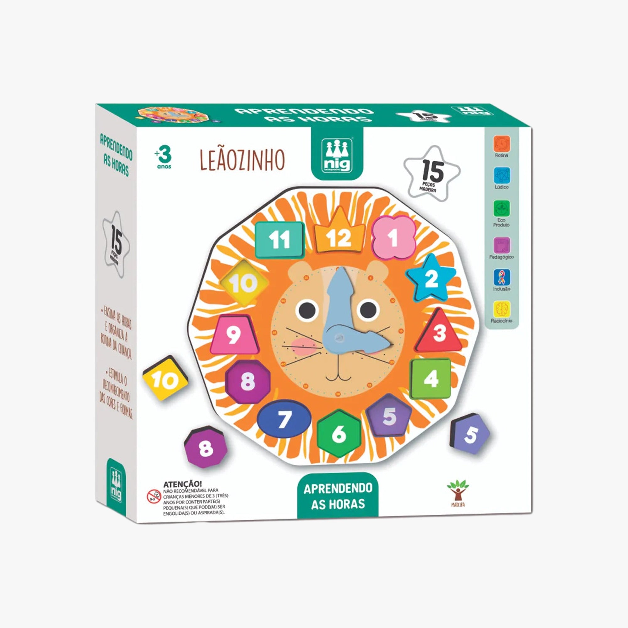 Brinquedo Educativo Aprendendo as Horas Montessori Leão