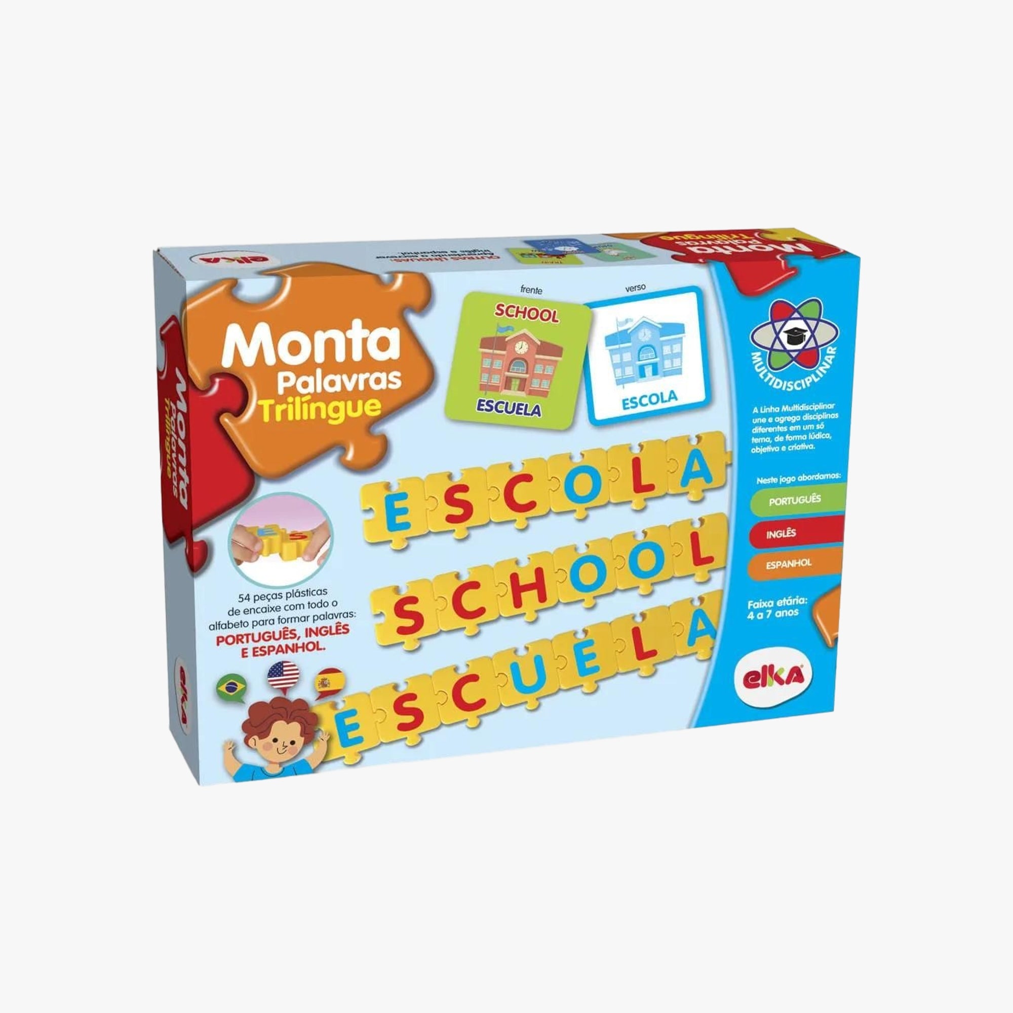 Brinquedo Pedagógico Monta Palavras Trilíngue