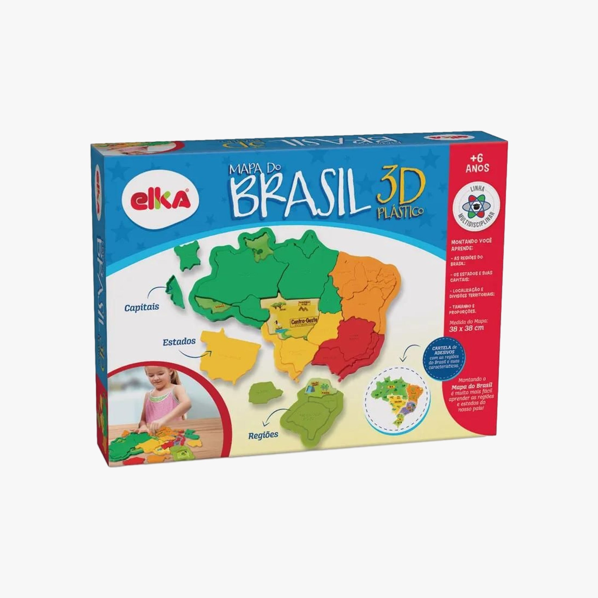 Mapa Do Brasil 3D Plástico