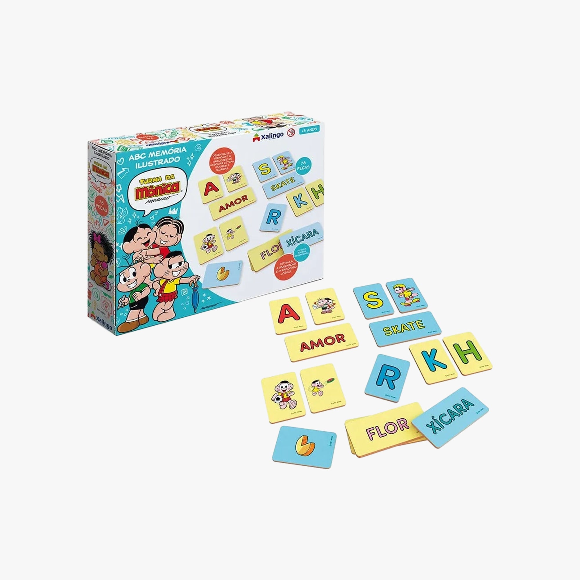 Jogo Infantil ABC Memória Ilustrado Turma da Mônica