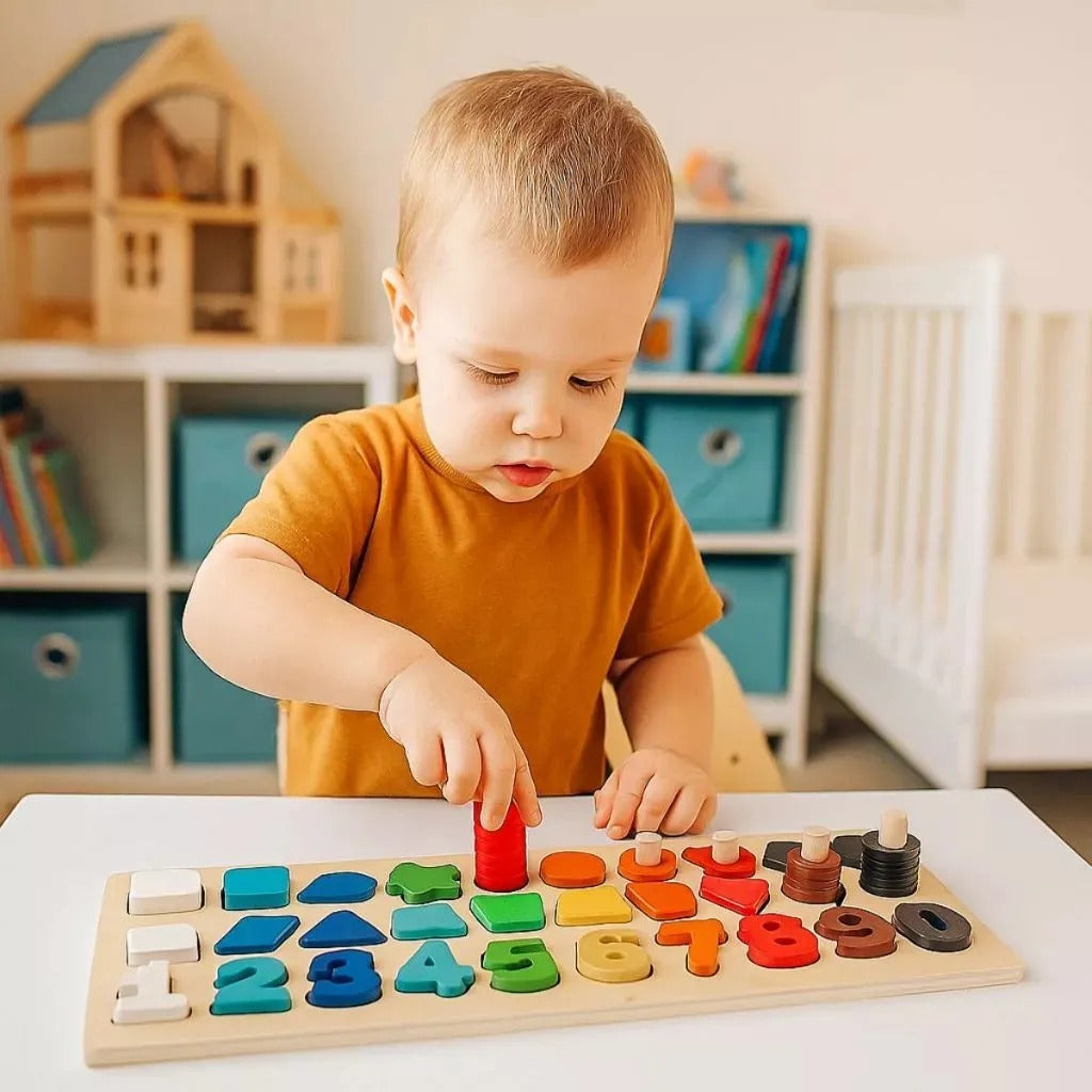 Tabuleiro Atividades Encaixe Montessori 3x1 Números