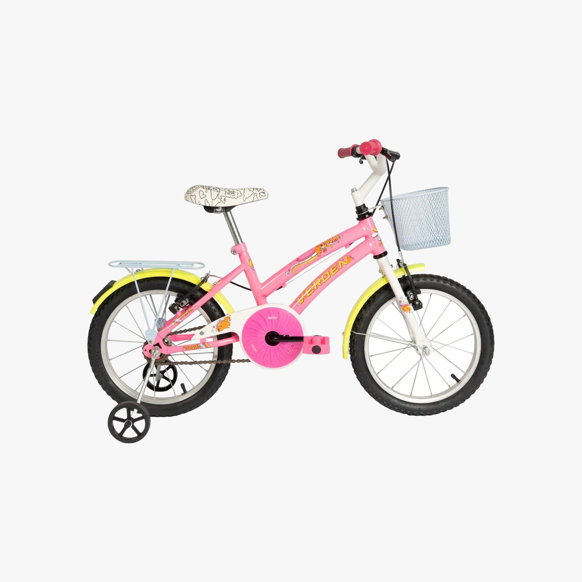 Bicicleta Lolla Rosa e Amarelo Aro 16