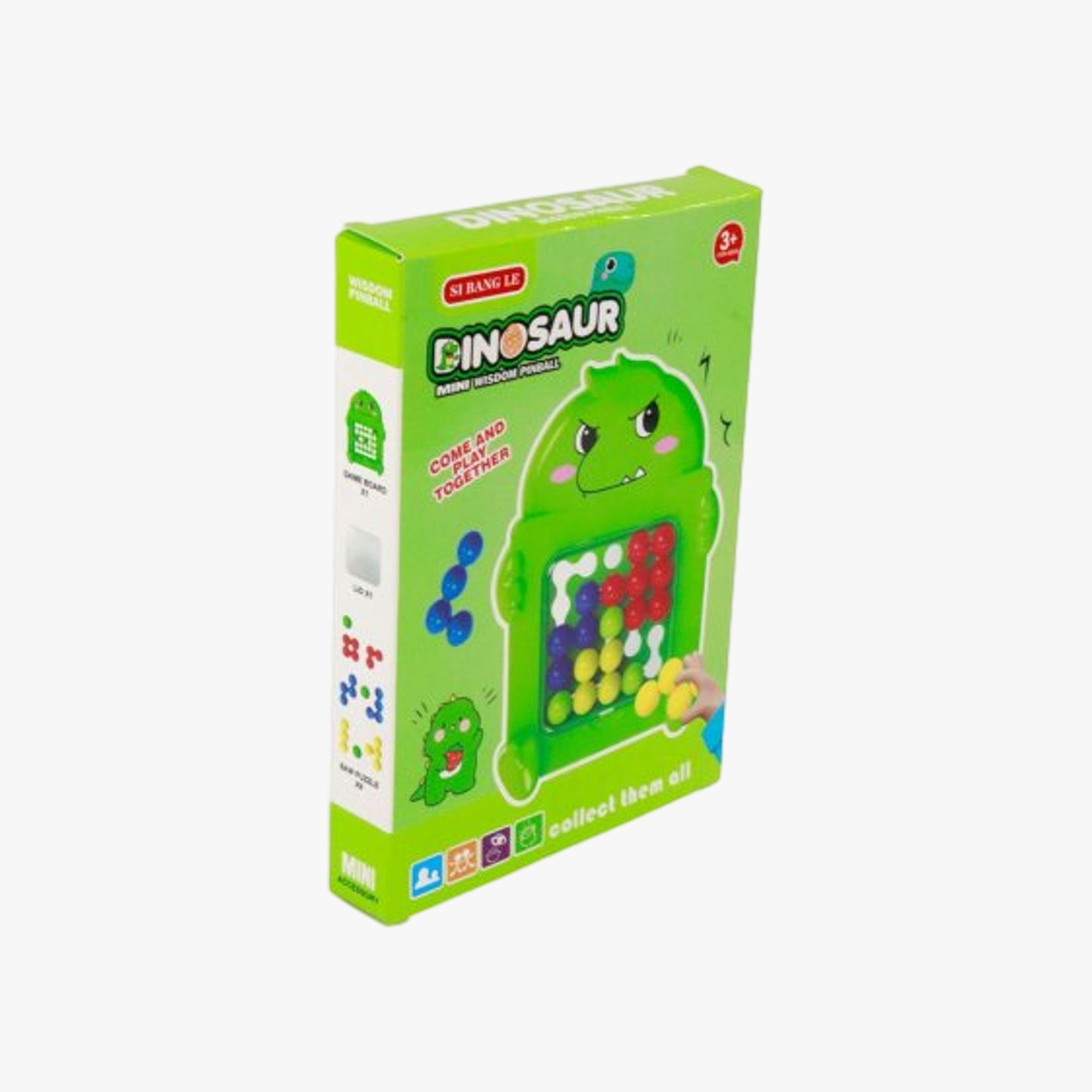 Detalhe das peças do Dino Ball mostrando formas e cores variadas do jogo
