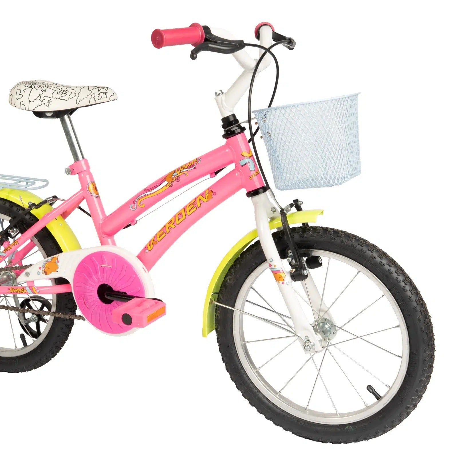 Bicicleta Lolla Rosa e Amarelo Aro 16