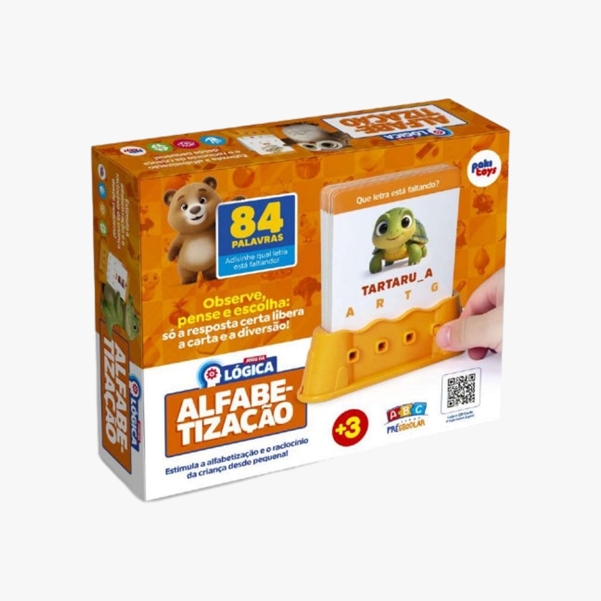 Jogo da Lógica de Alfabetização com suporte plástico para cartas e marcador de letras colorido