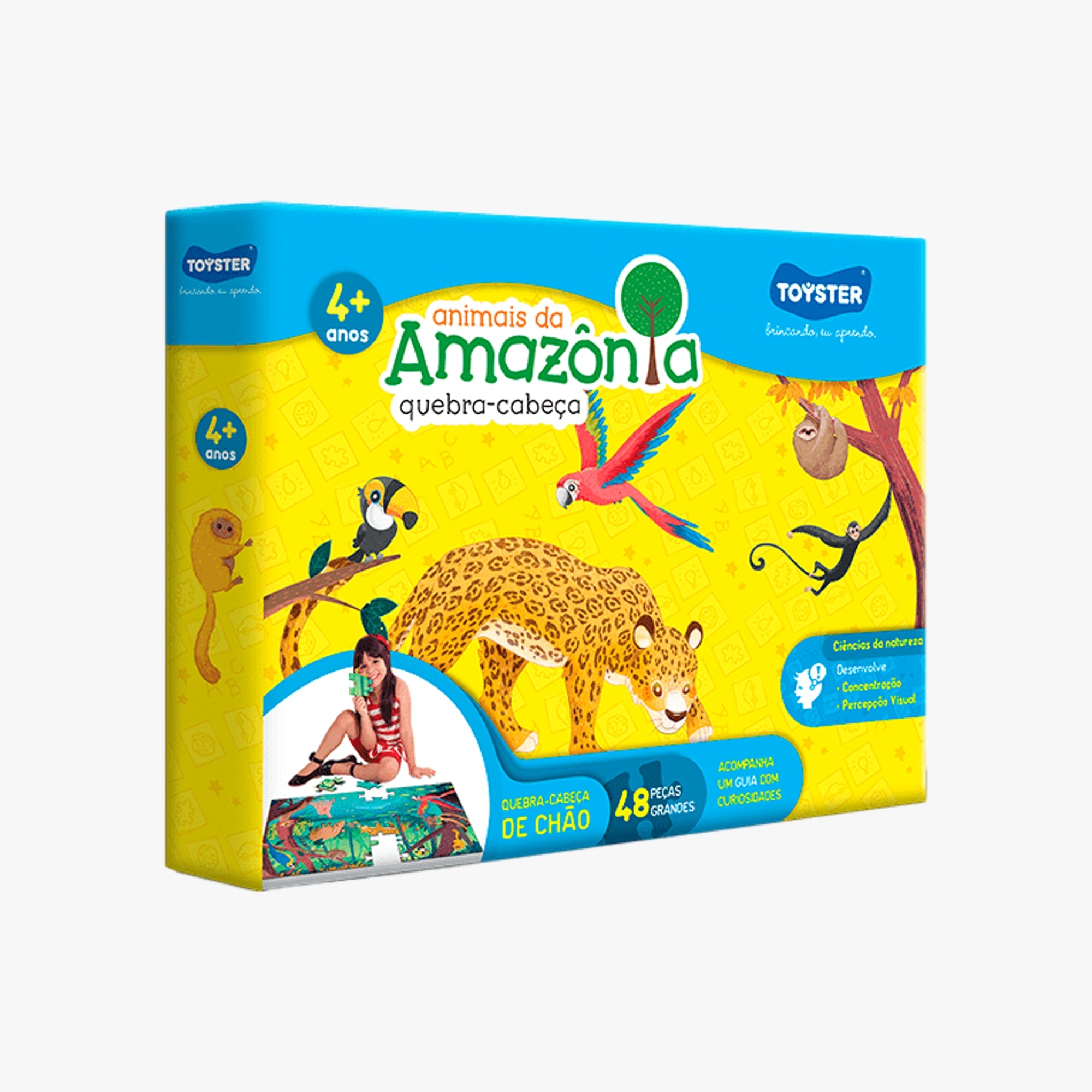 Quebra-Cabeça Animais da Amazônia 48 Peças Grandão