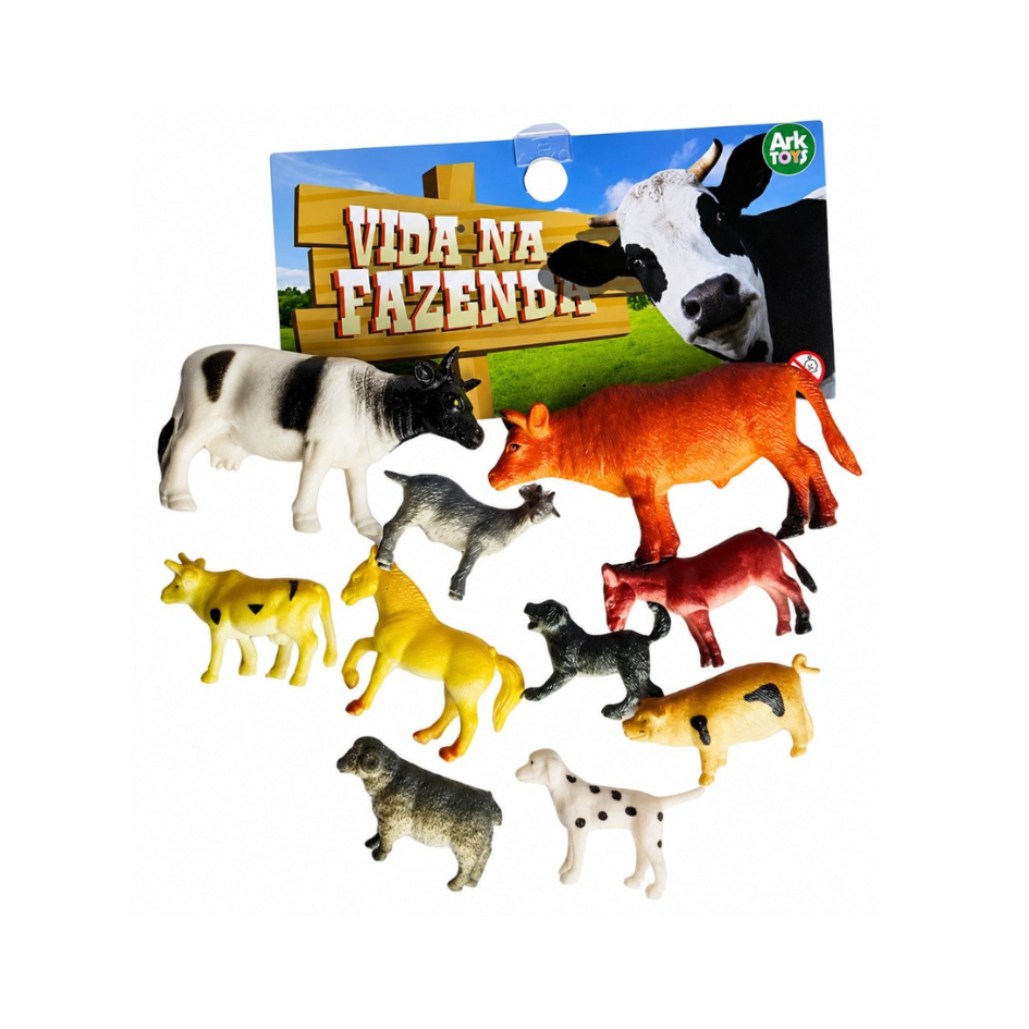 Kit Animais Vida Na Fazenda 10 peças