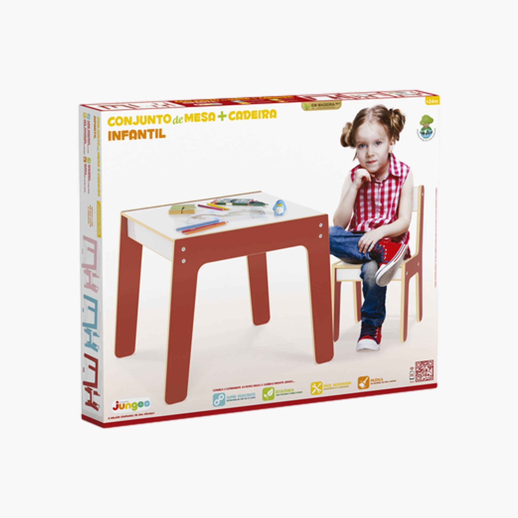 Conjunto Infantil Mesinha com Cadeira Vermelha