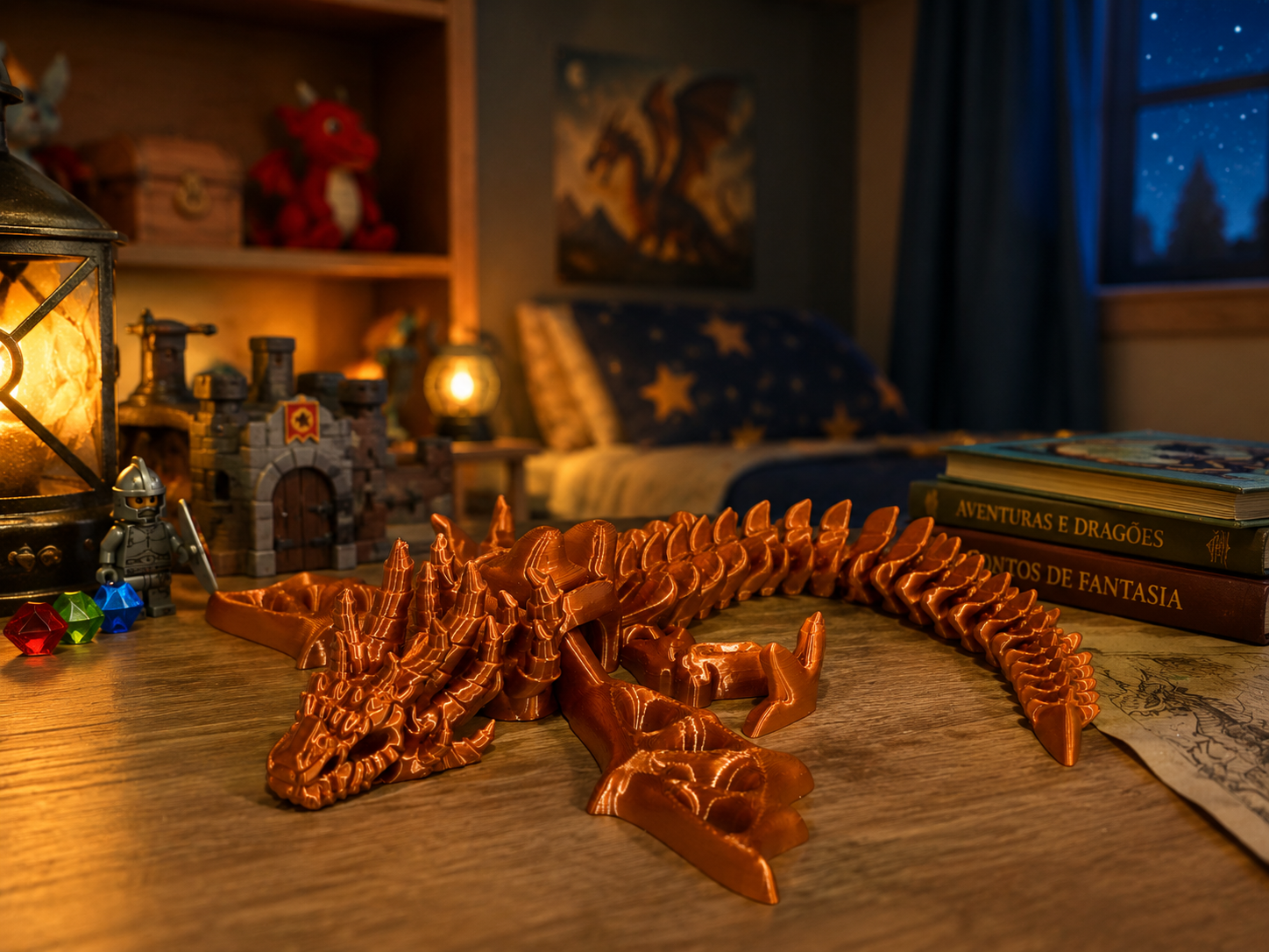 Dragão Articulado 3D Bronze