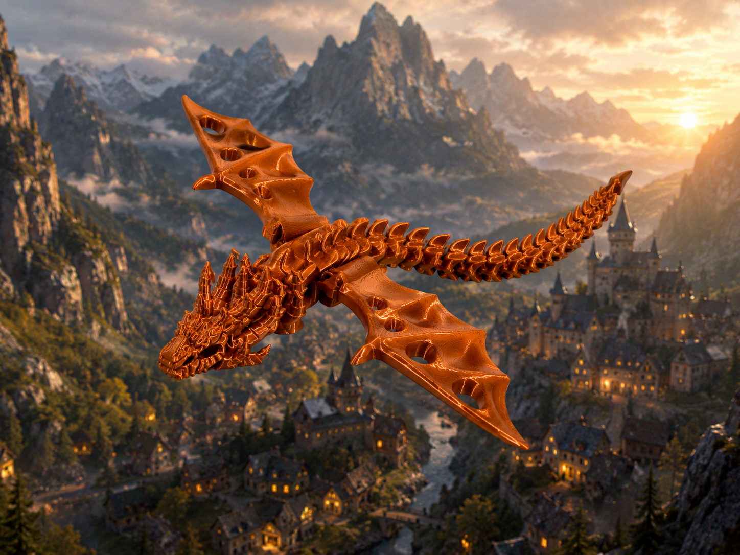 Dragão Articulado 3D Bronze
