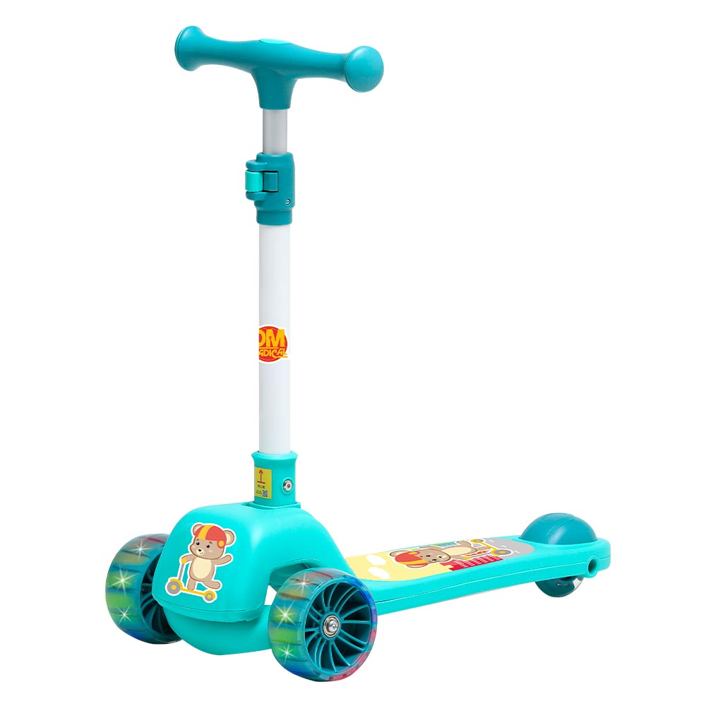 Patinete Fofo Luz nas Rodas Dobrável Azul