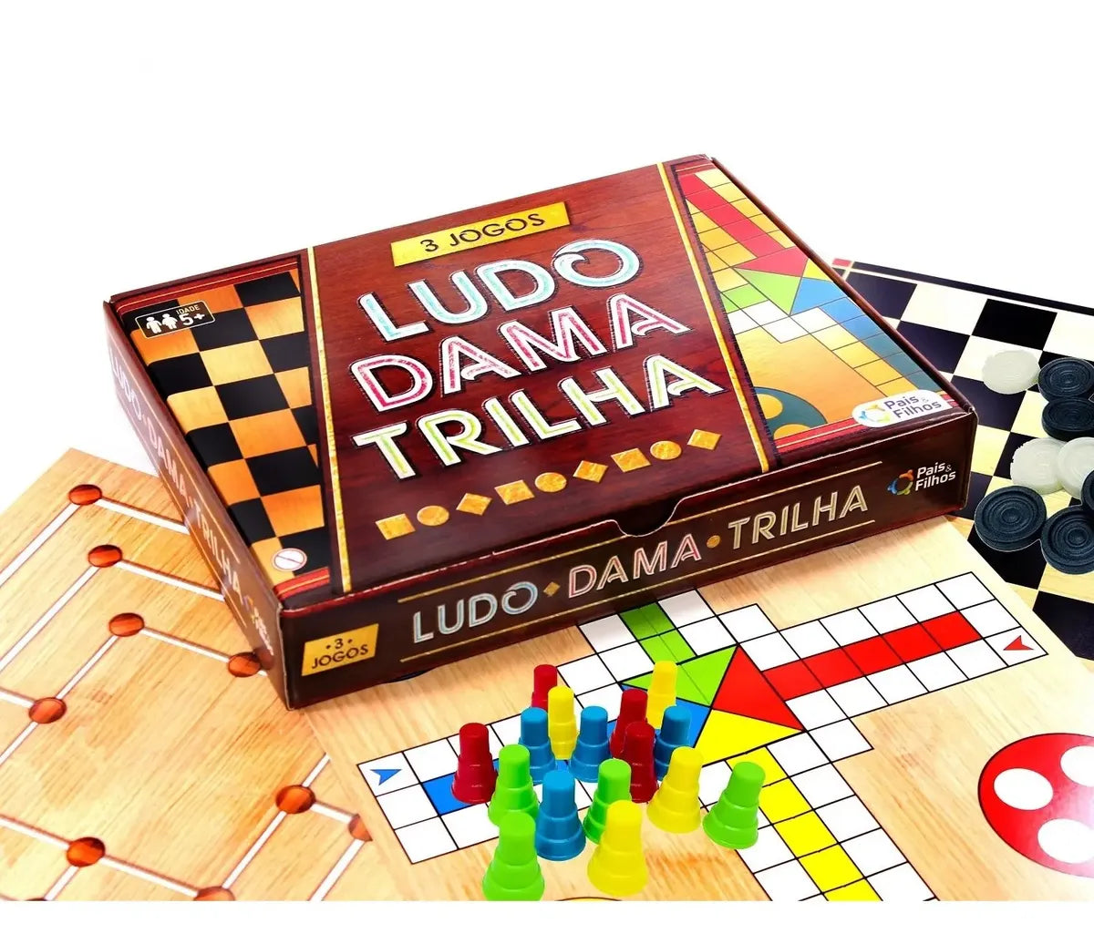 Jogos De Tabuleiro 3 Em 1 Ludo Dama E Trilha