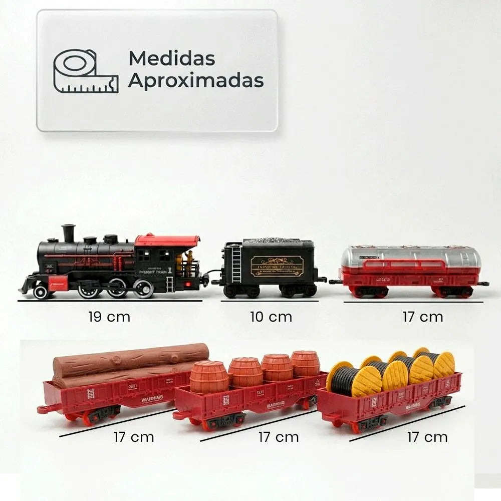 Trem Locomotiva Elétrica Fumaça Luz Som 24 Trilhos