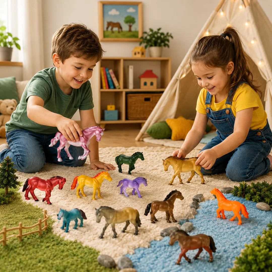 Brinquedo Cavalos Selvagens de Borracha Kit com 6