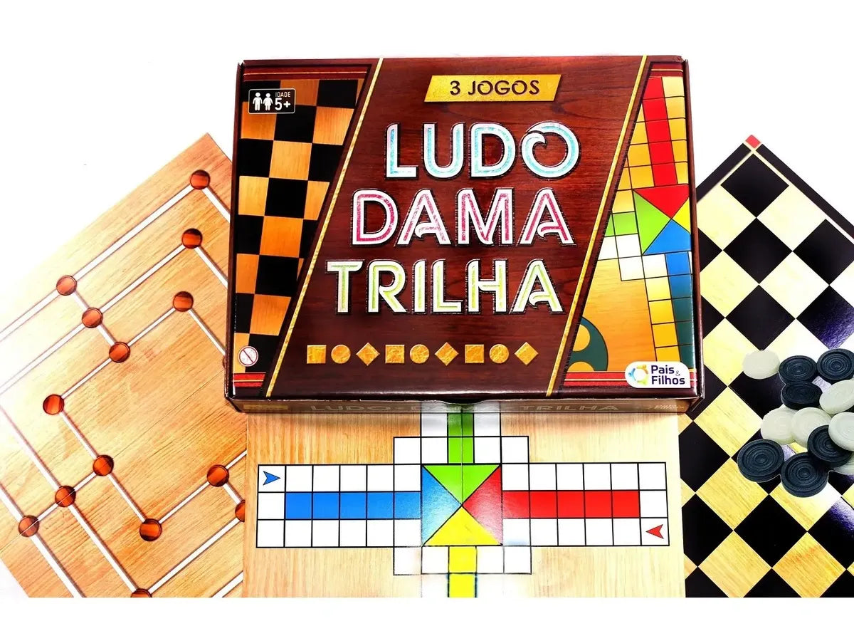 Jogos De Tabuleiro 3 Em 1 Ludo Dama E Trilha