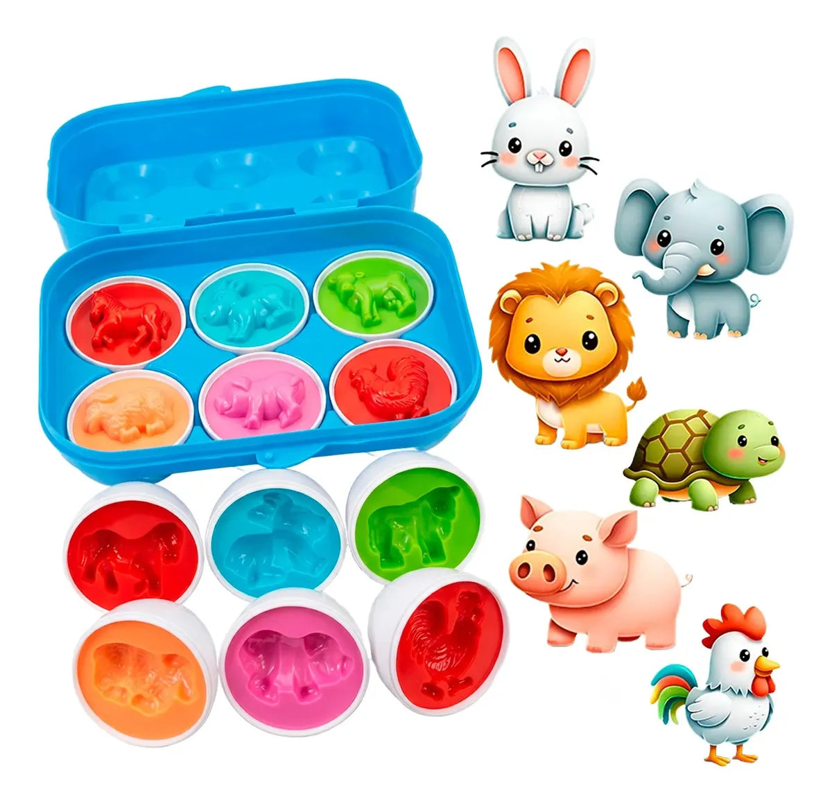 Kit De Aprendizado De Cores E Animais Encaixa Ovos