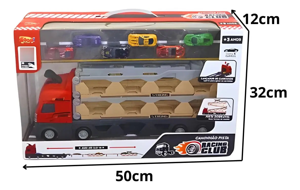 Caminhão Pista Lançadora Racing Club 6 Carrinhos 2,07m