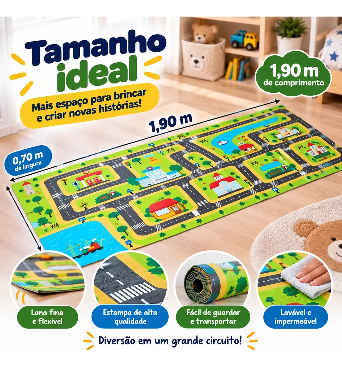Tapete Pista de Carrinhos Divertida