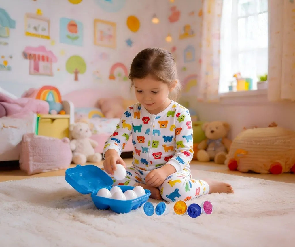 Kit De Aprendizado De Cores E Animais Encaixa Ovos